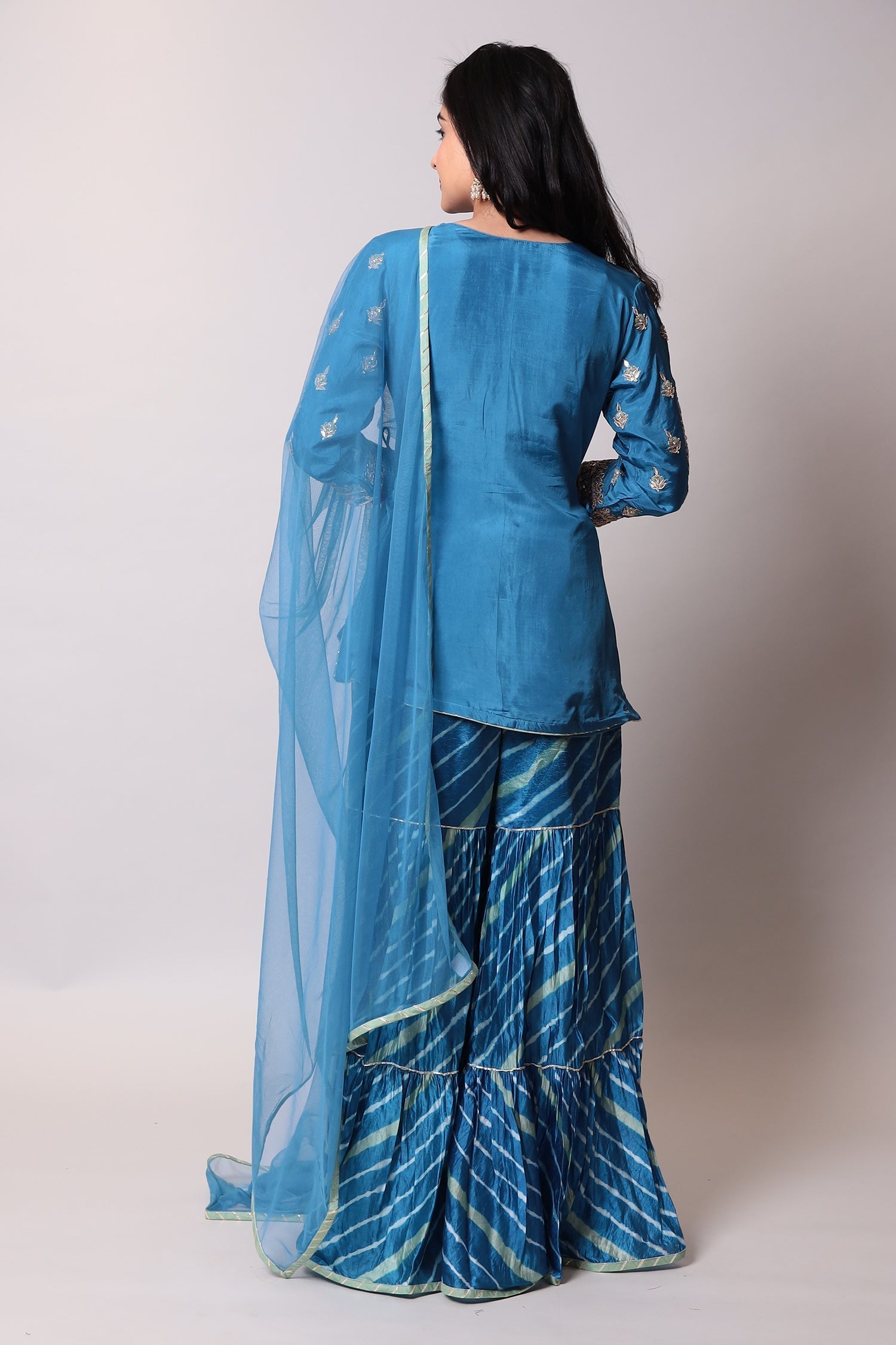 Silk Suit with Gota Patti, Zardosi, Thread work.