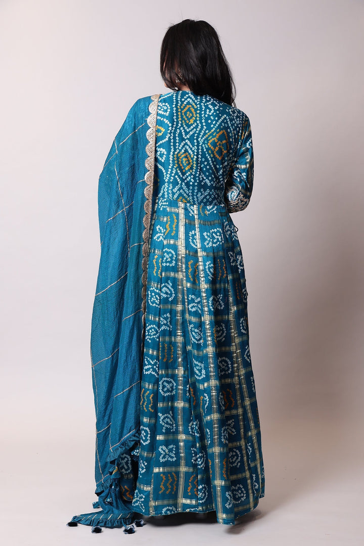Ghatchola Bandhej Silk Suit with Gota Patti work