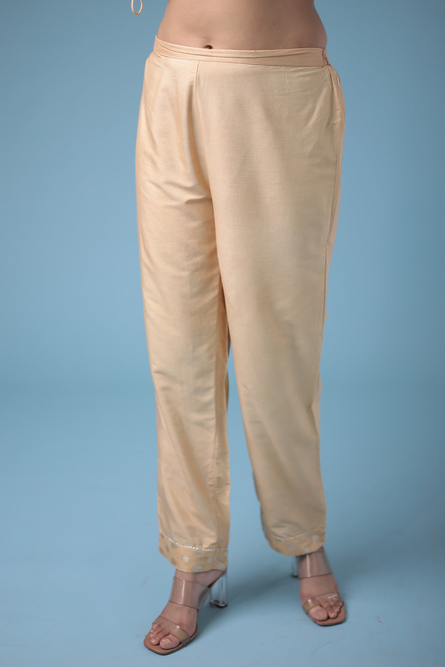 Handloom Straight Cut Silk Suit with Gota Patti work