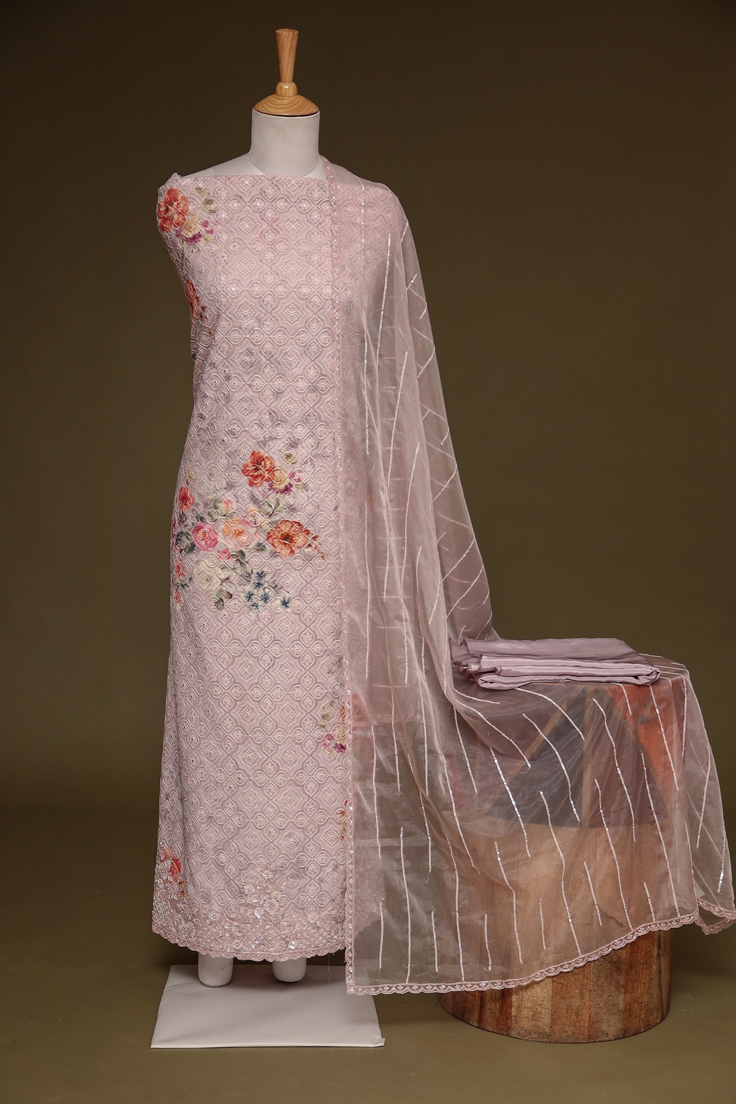 Embroidered Printed Georgette Unstitched Suit