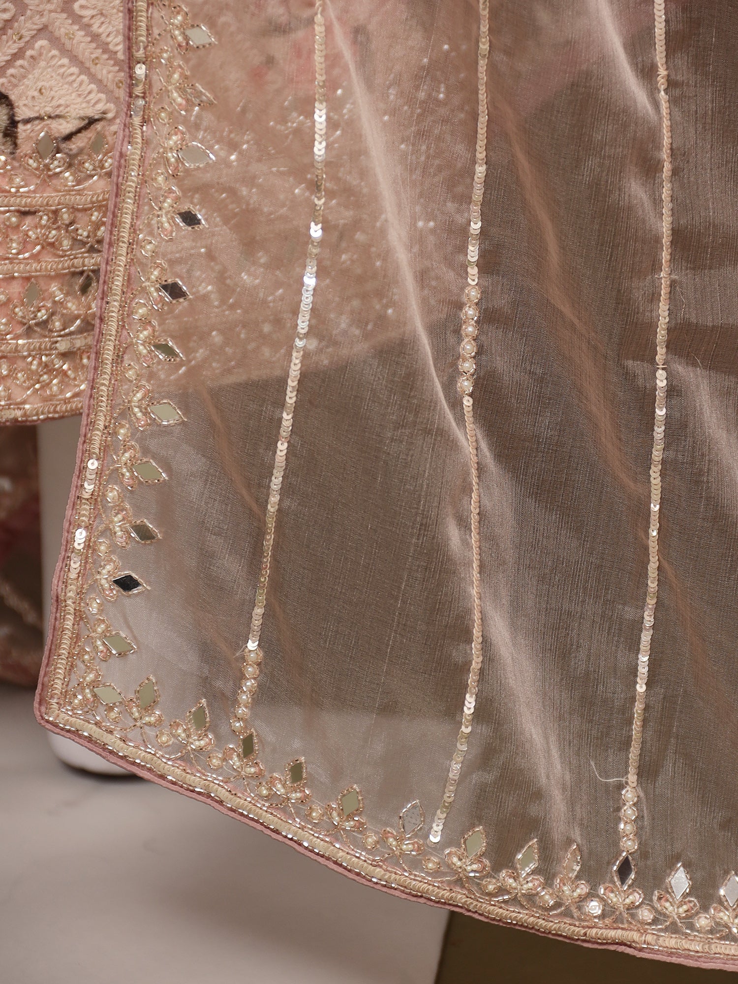 Embroidered Printed Georgette Unstitched Suit Embellishment with Mirror work.