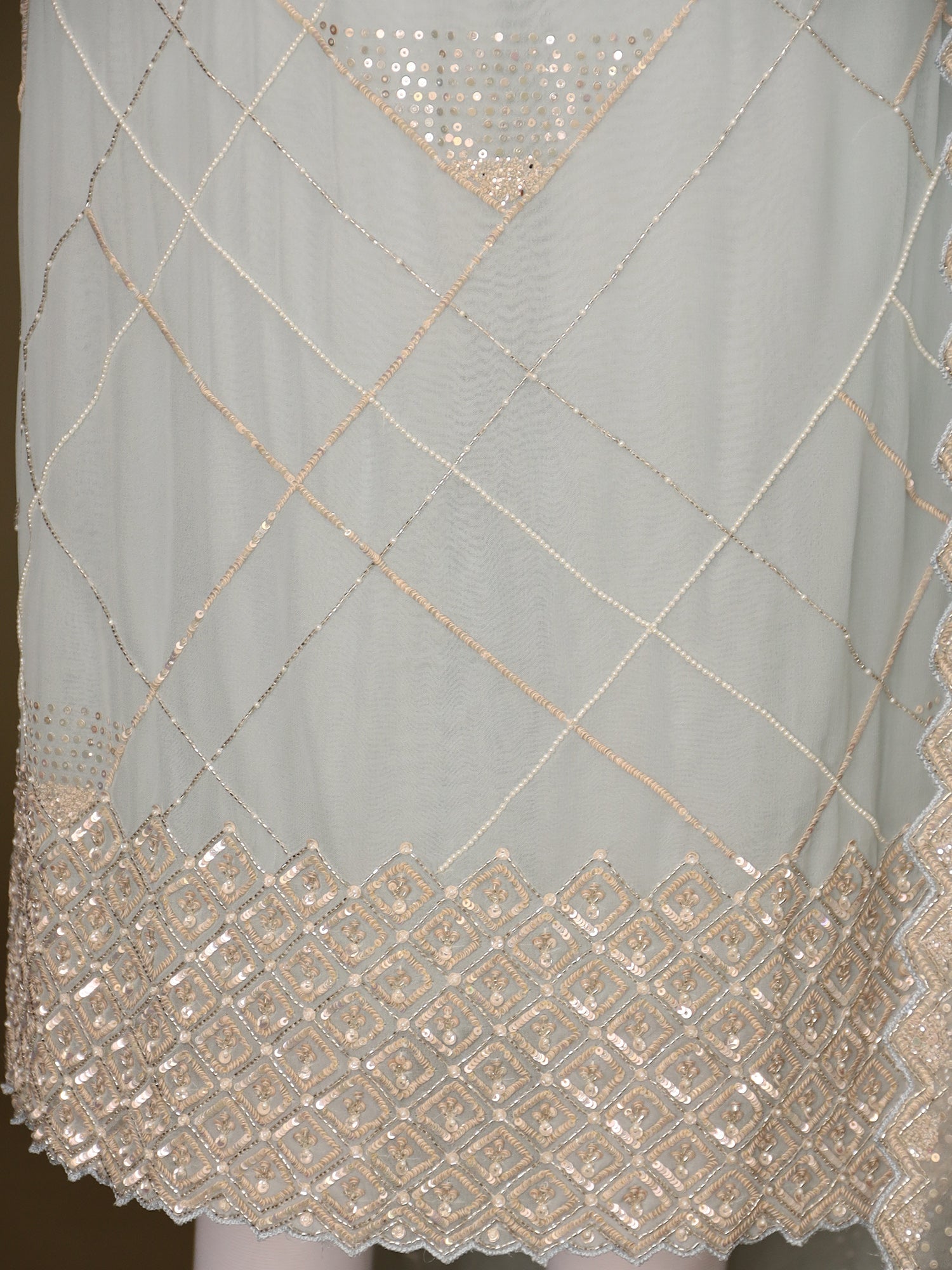 Georgette Unstitched Suit with Pearl and Sequins work.