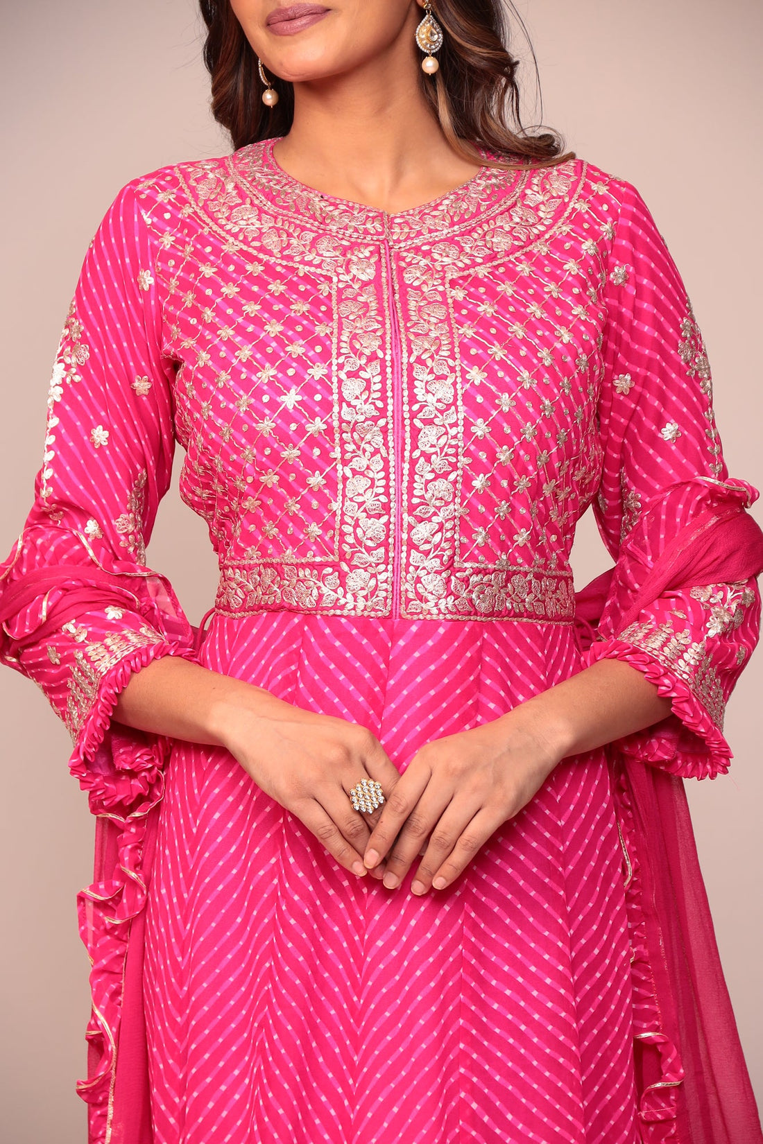 Mothra Georgette Floor Length Suit with Pittan work.