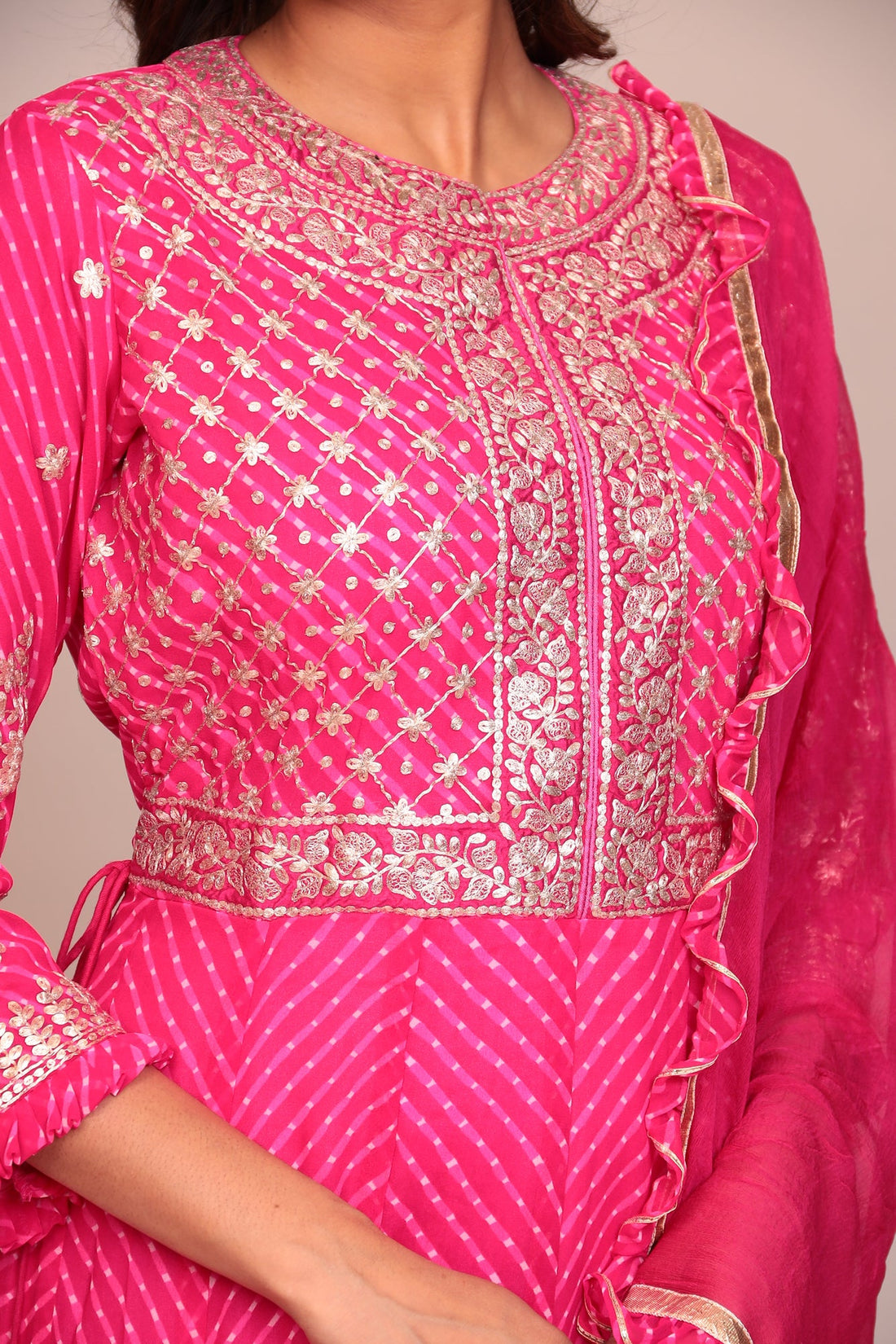 Mothra Georgette Floor Length Suit with Pittan work.