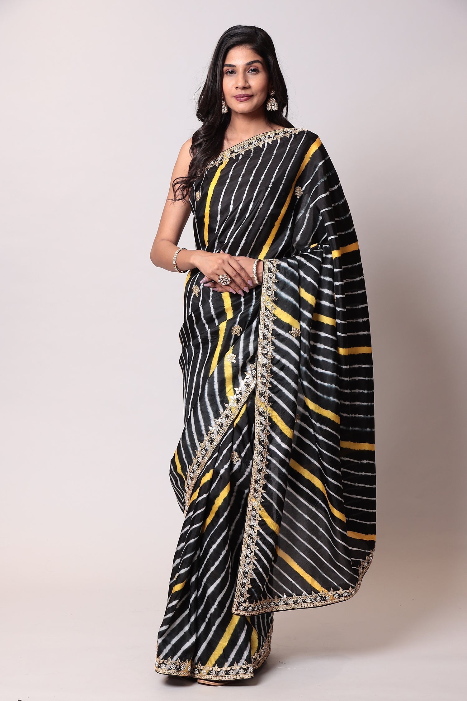 Leheriya Silk Saree with Gota Patti work.