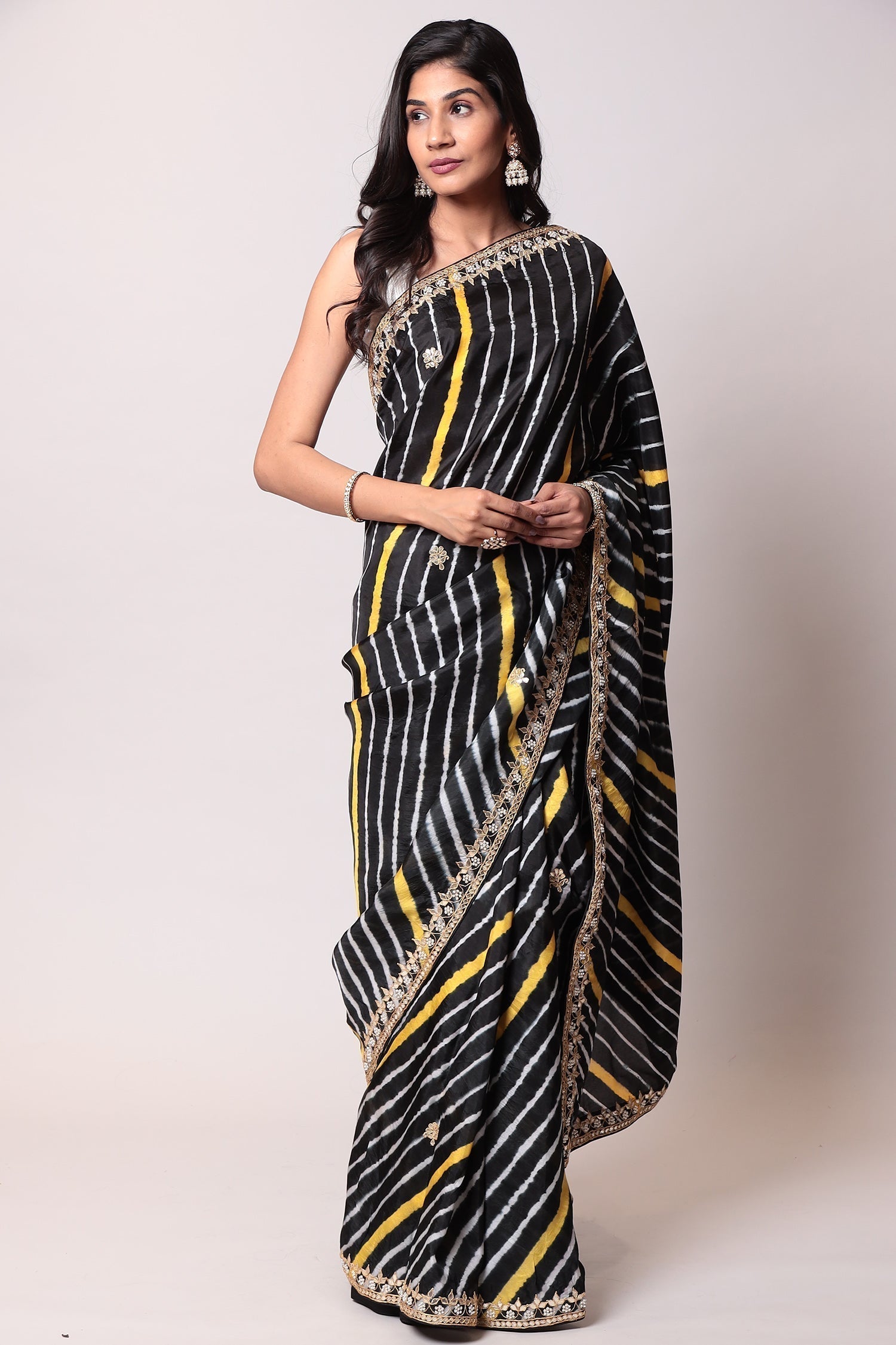 Leheriya Silk Saree with Gota Patti work.