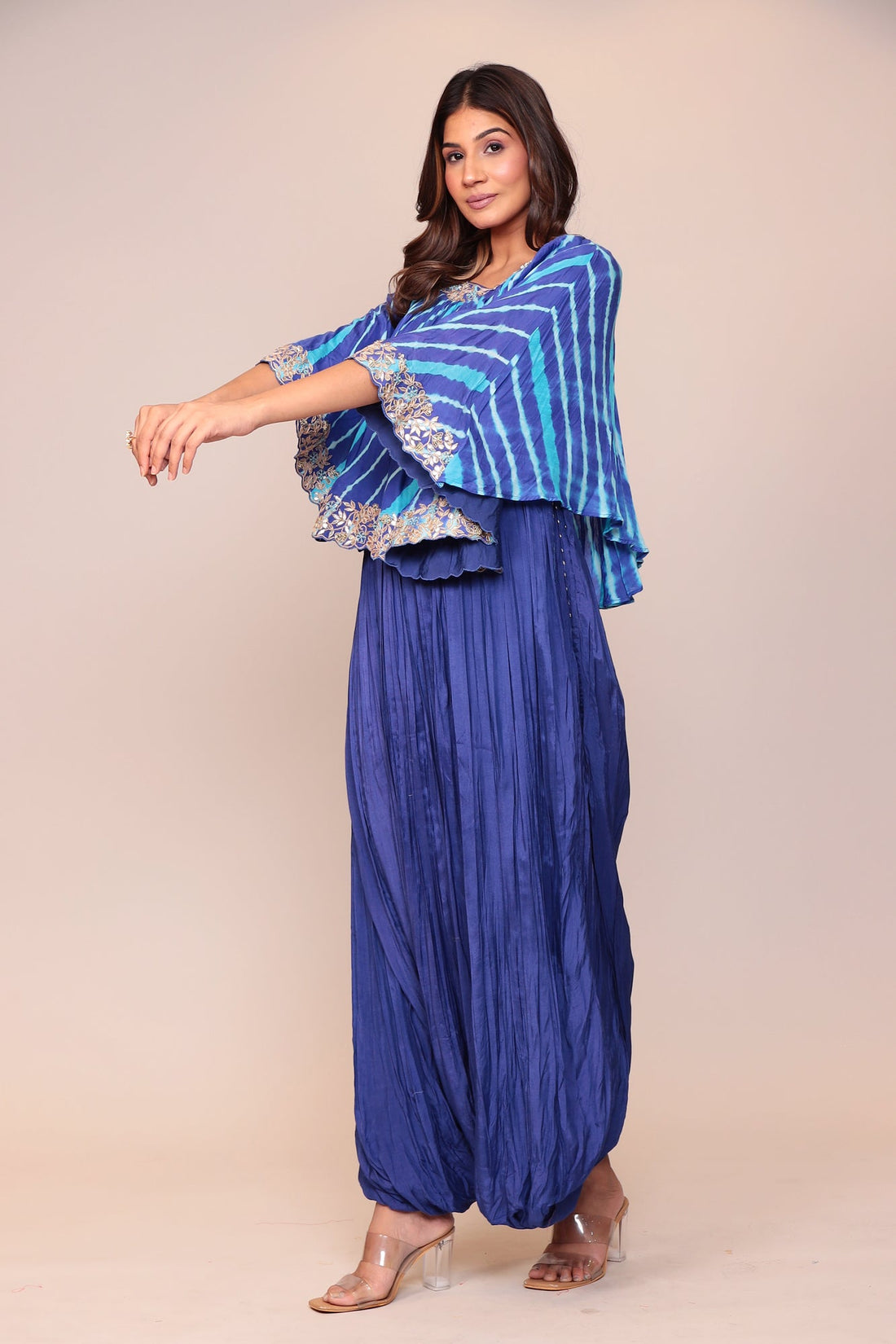 Leheriya Cotton Silk Jump Suit with Gota Patti and Thread Work