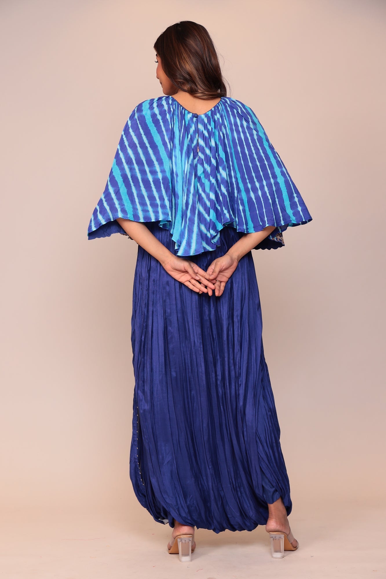 Leheriya Cotton Silk Jump Suit with Gota Patti and Thread Work.