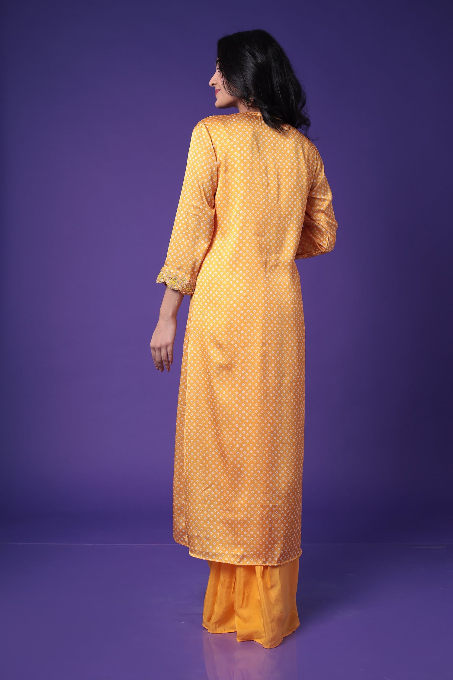 Bandhej Silk Jacket Style Indowestern with Dori and Embroidery