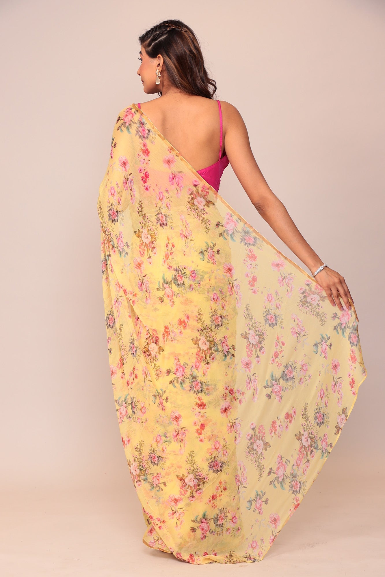 Digital Floral Printed Chiffon Saree