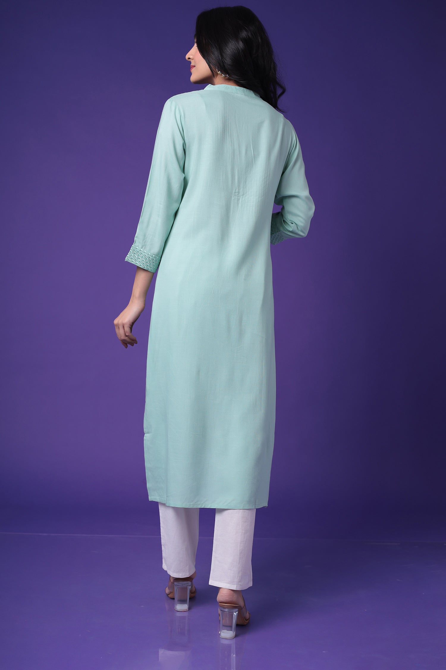 Embroidered Muslin Kurta with Sequins work