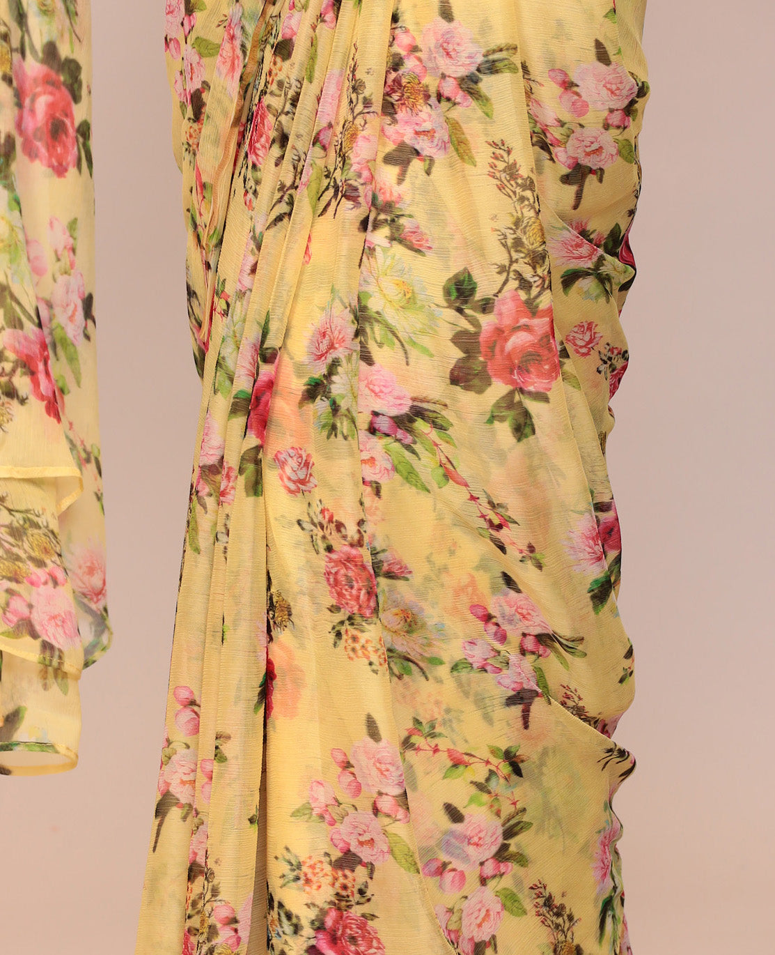 Digital Floral Printed Chiffon Saree