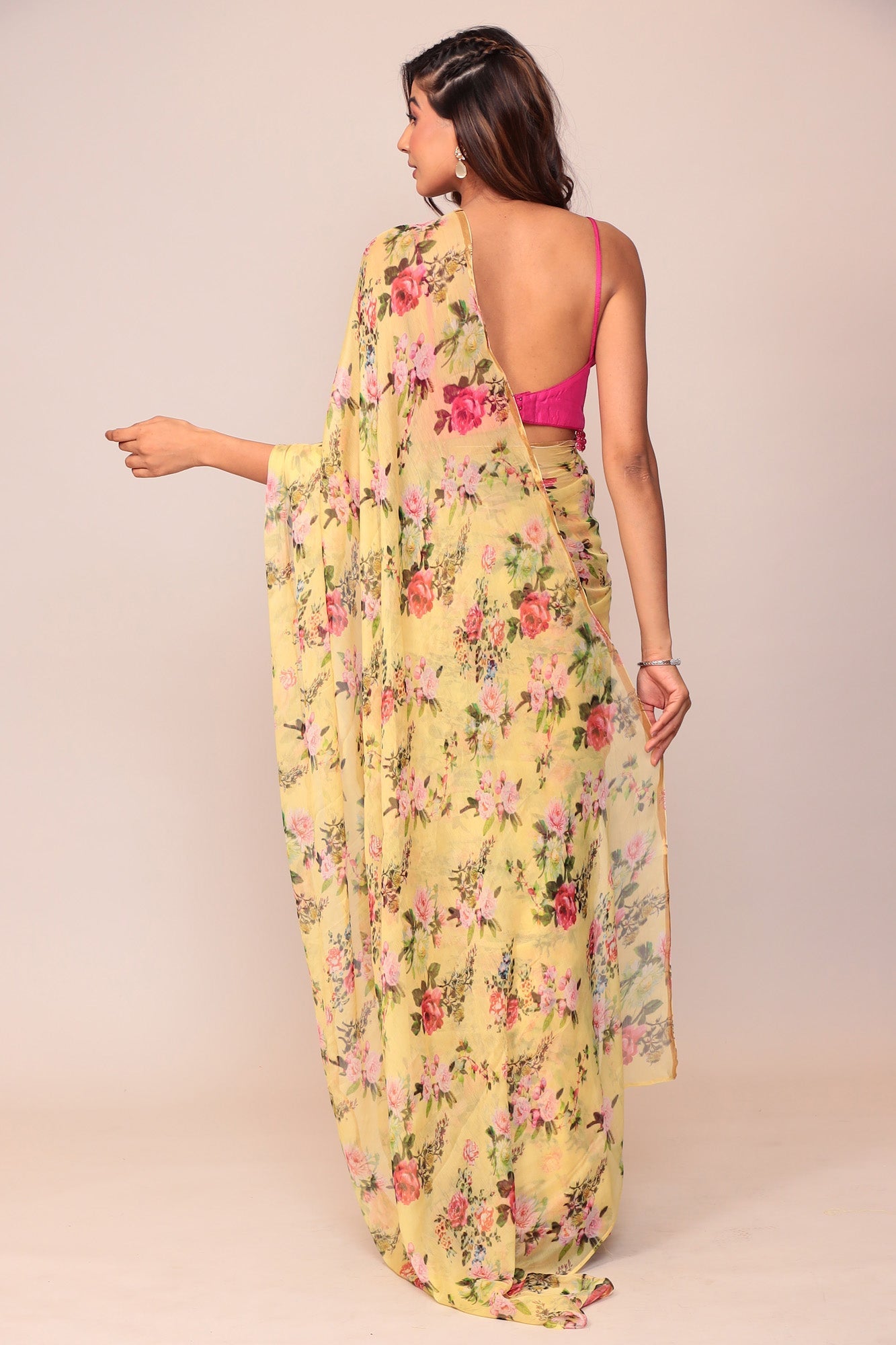 Digital Floral Printed Chiffon Saree