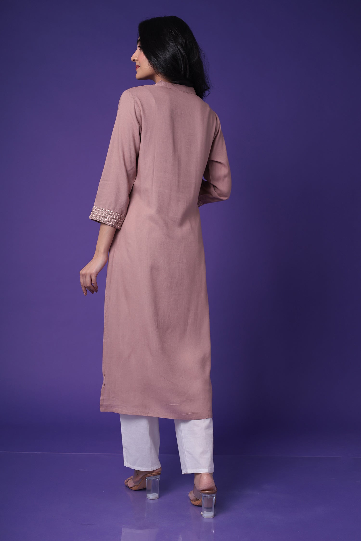Embroidered Muslin Kurta with Sequins work