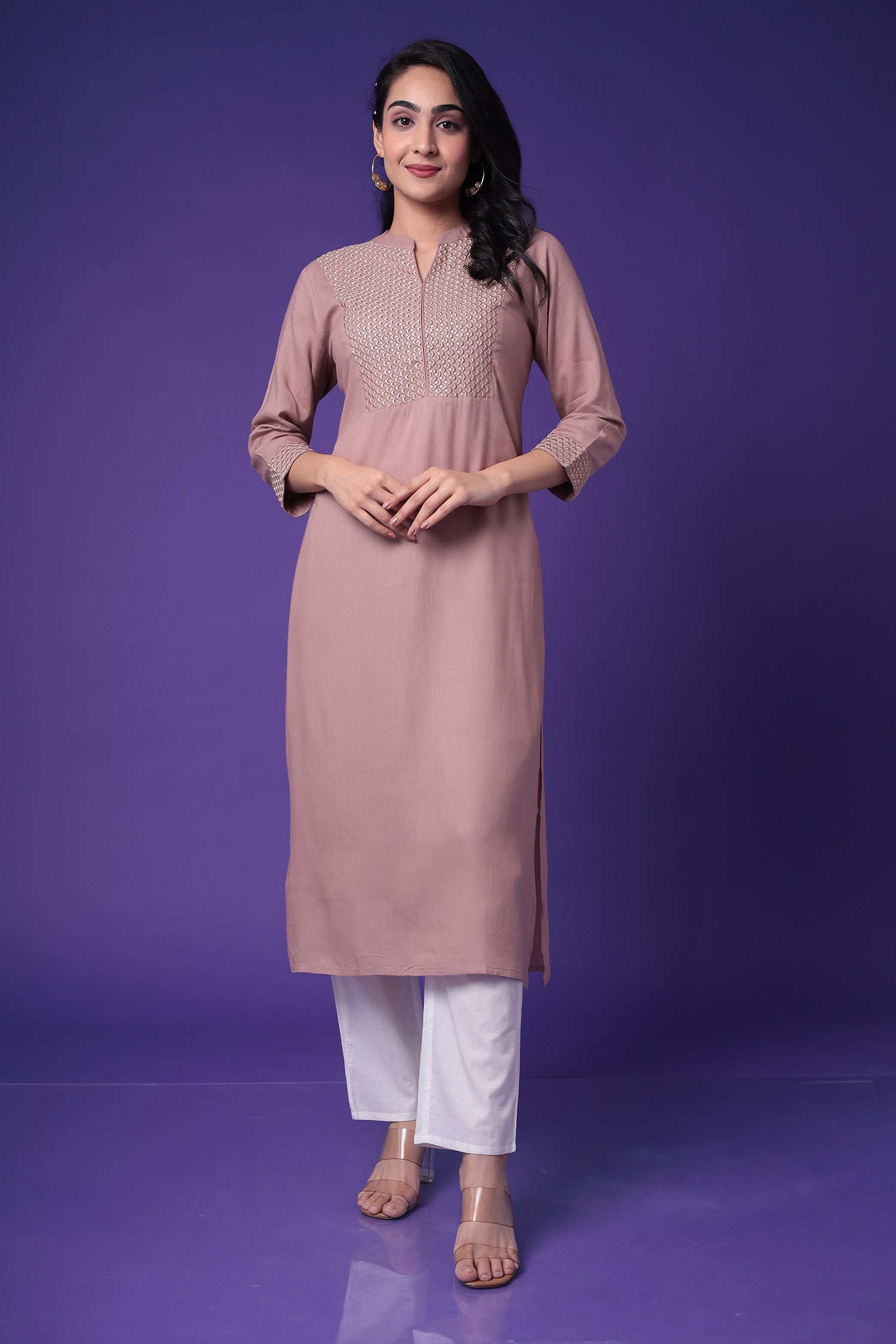 Embroidered Muslin Kurta with Sequins work
