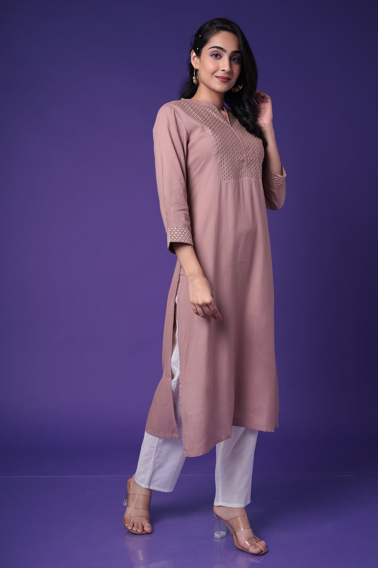 Embroidered Muslin Kurta with Sequins work