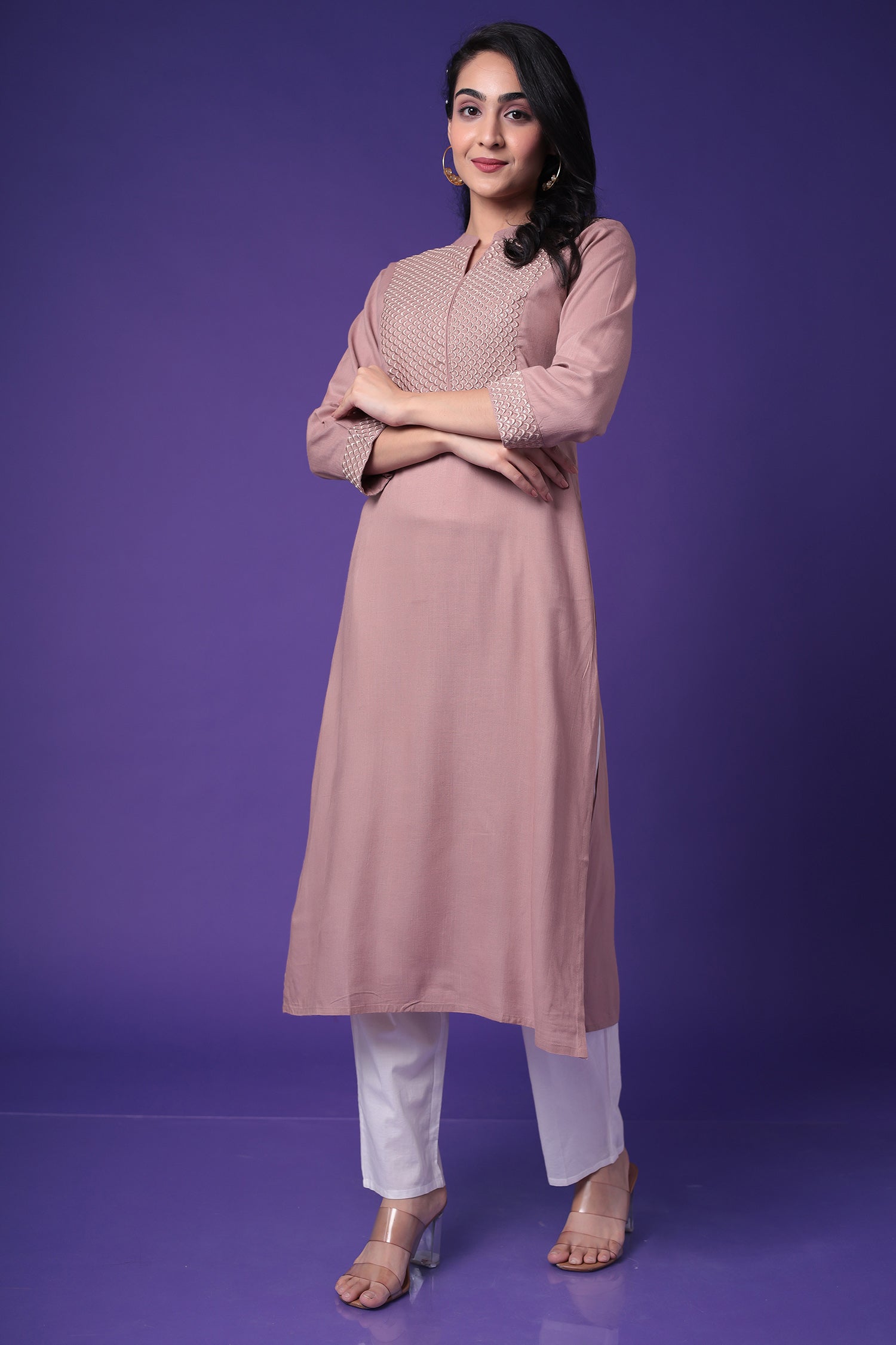 Embroidered Muslin Kurta with Sequins work