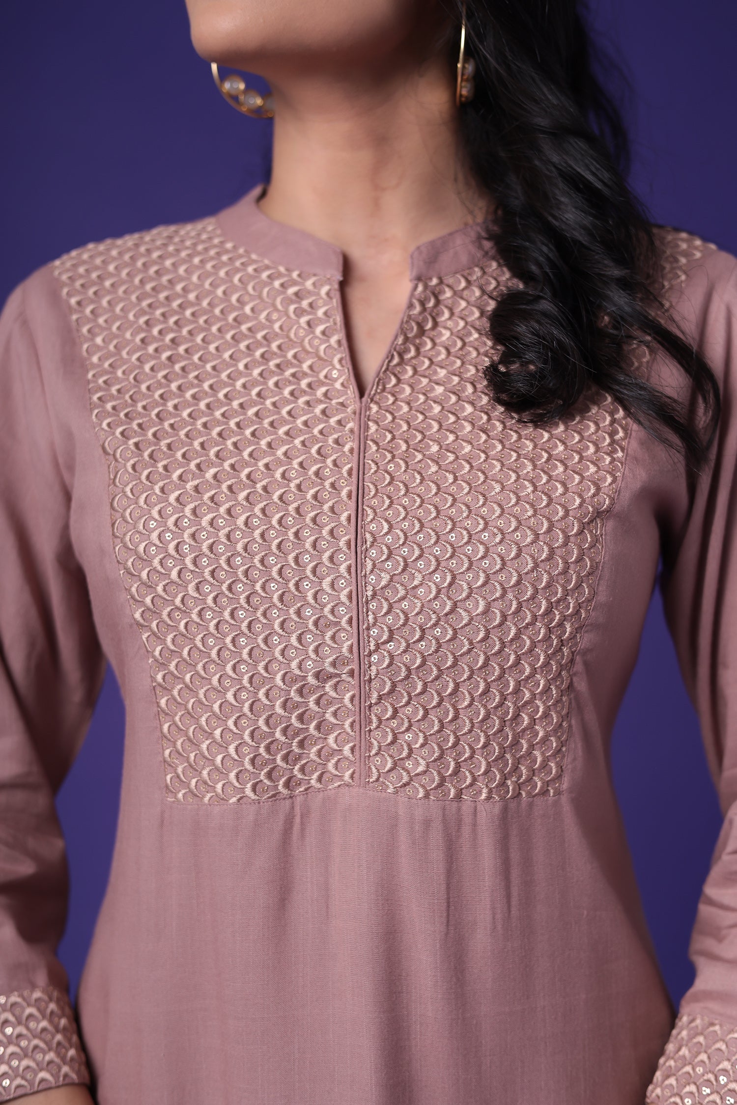 Embroidered Muslin Kurta with Sequins work