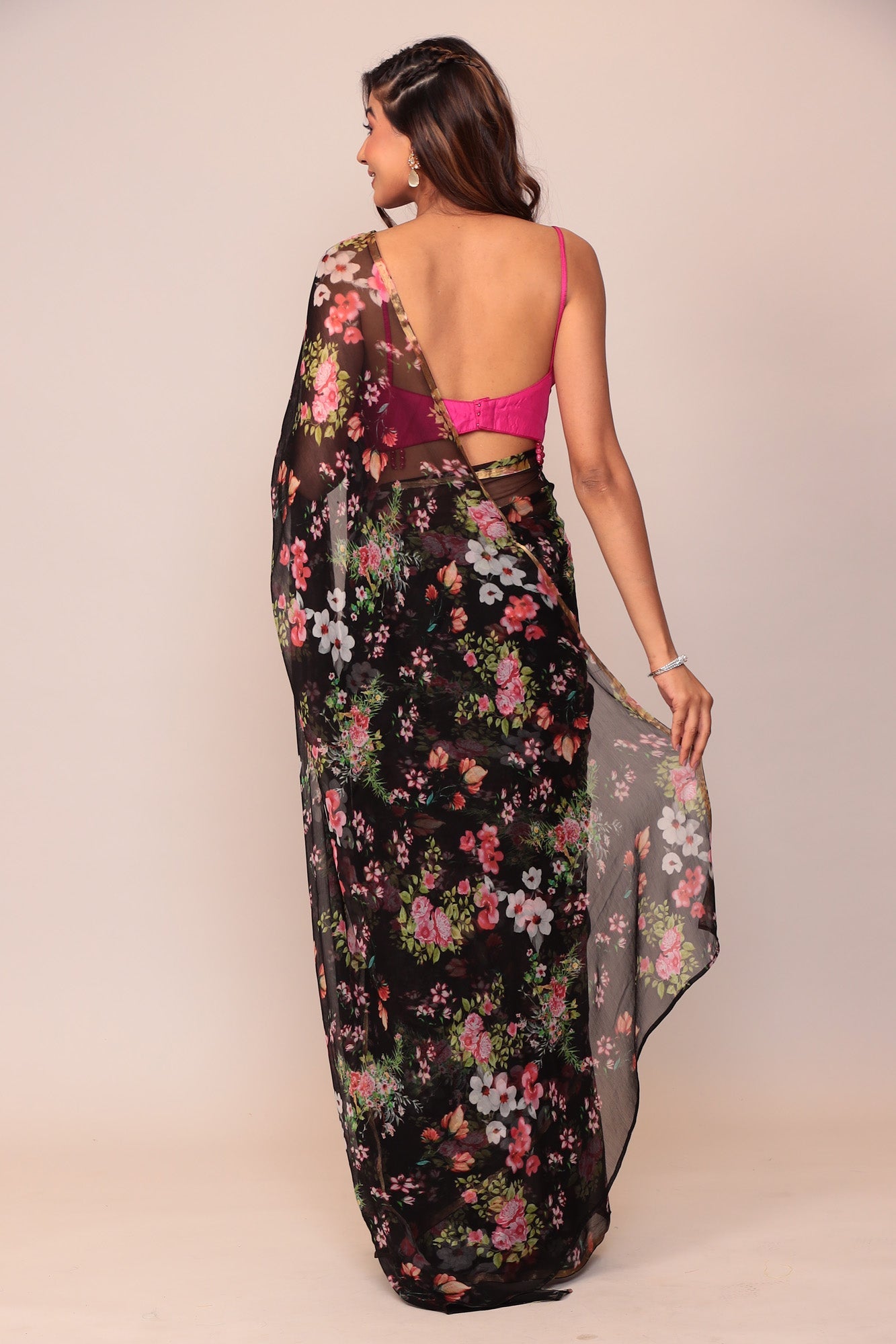 Digital Floral Printed Chiffon Saree