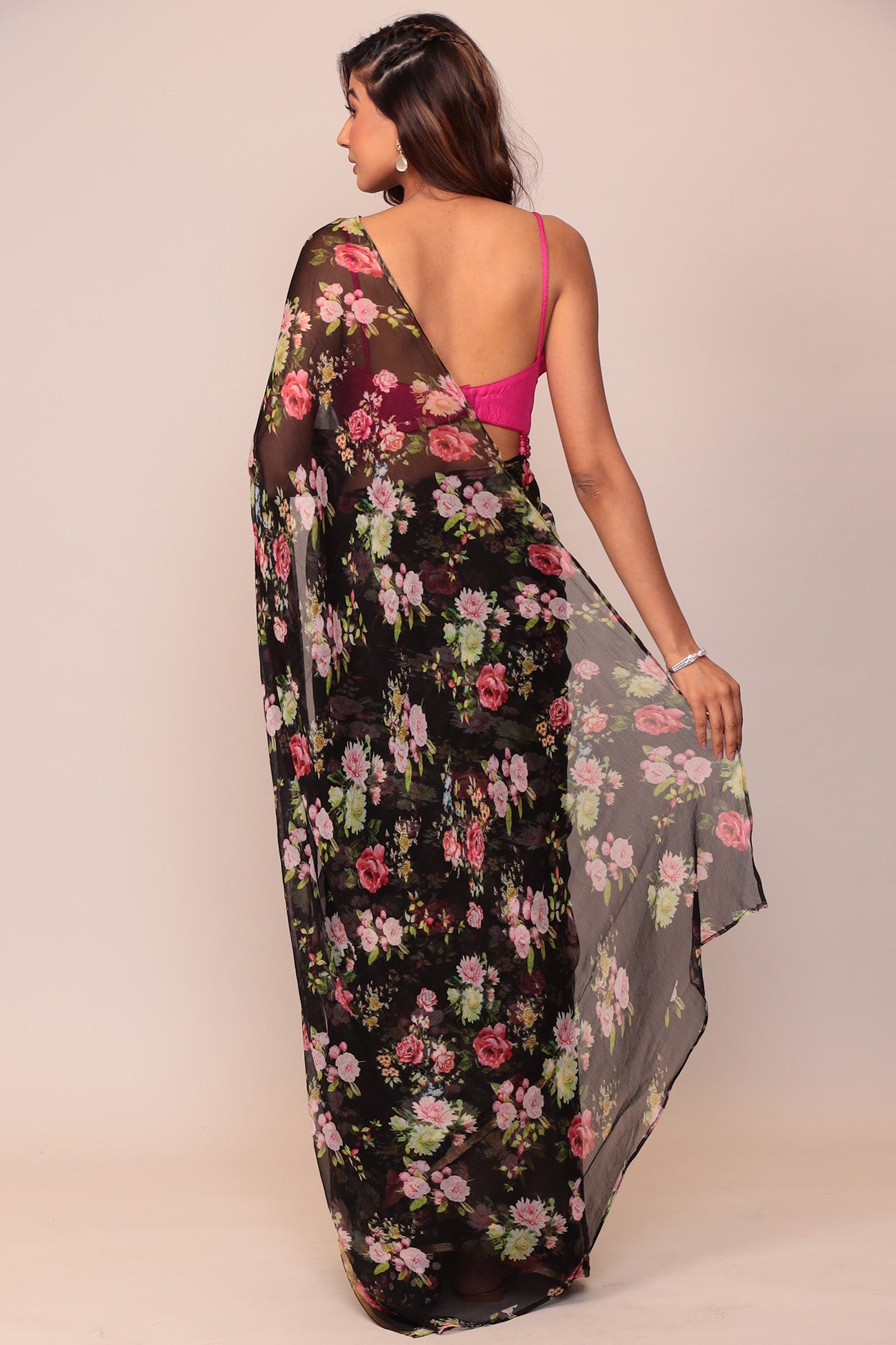 Digital Floral Printed Chiffon Saree