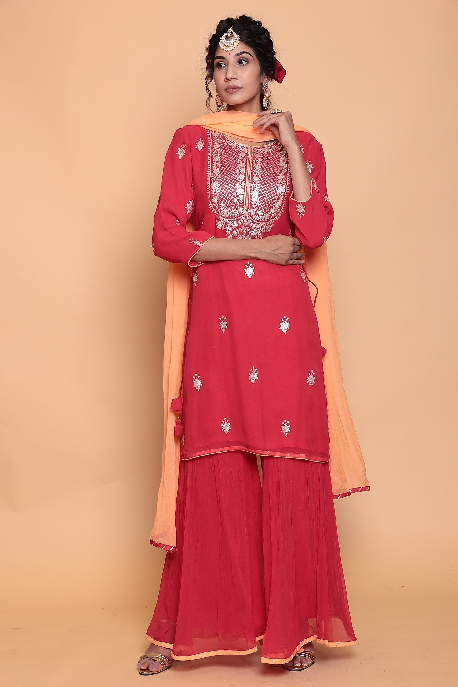 Georgette Suit with Pittan work.