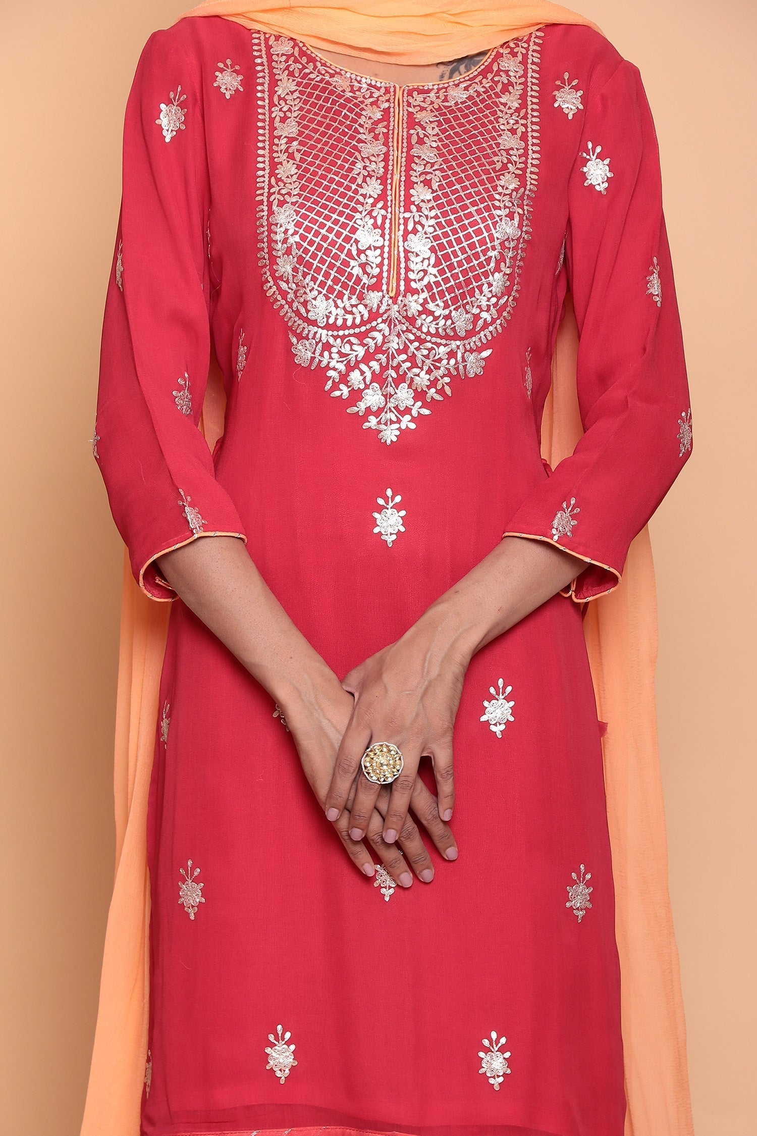 Georgette Suit with Pittan work.