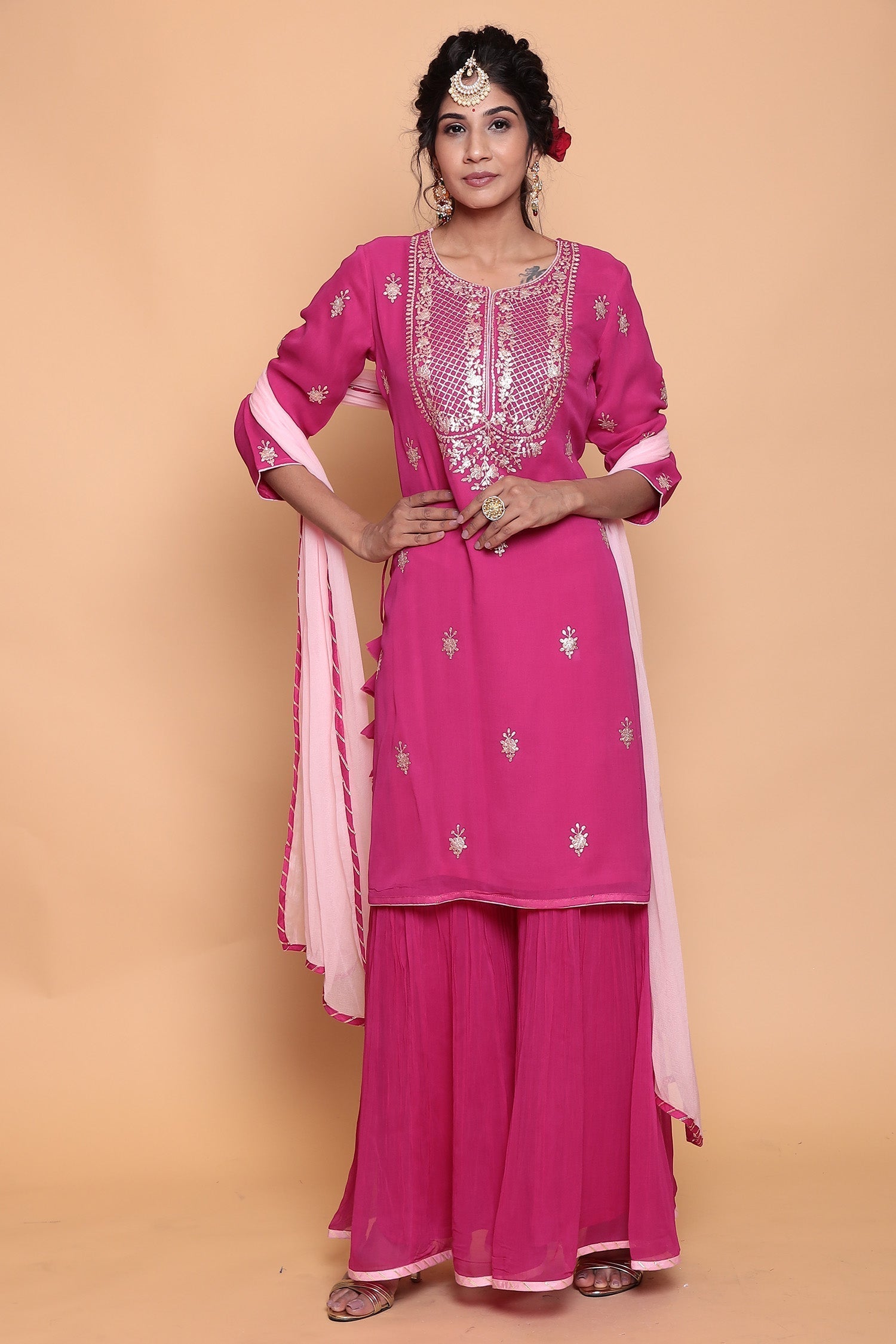 Georgette Suit with Pittan work.