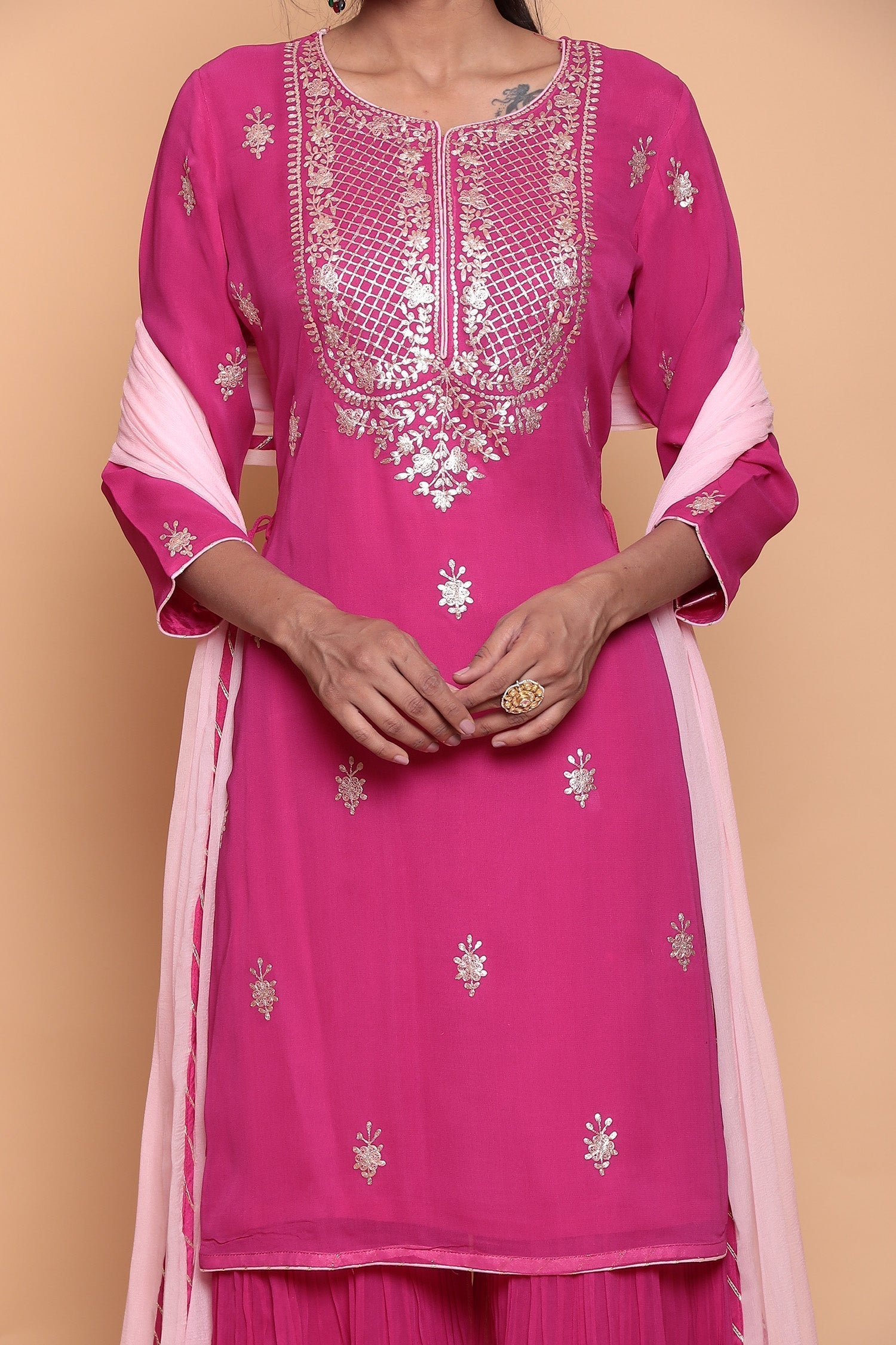 Georgette Suit with Pittan work.