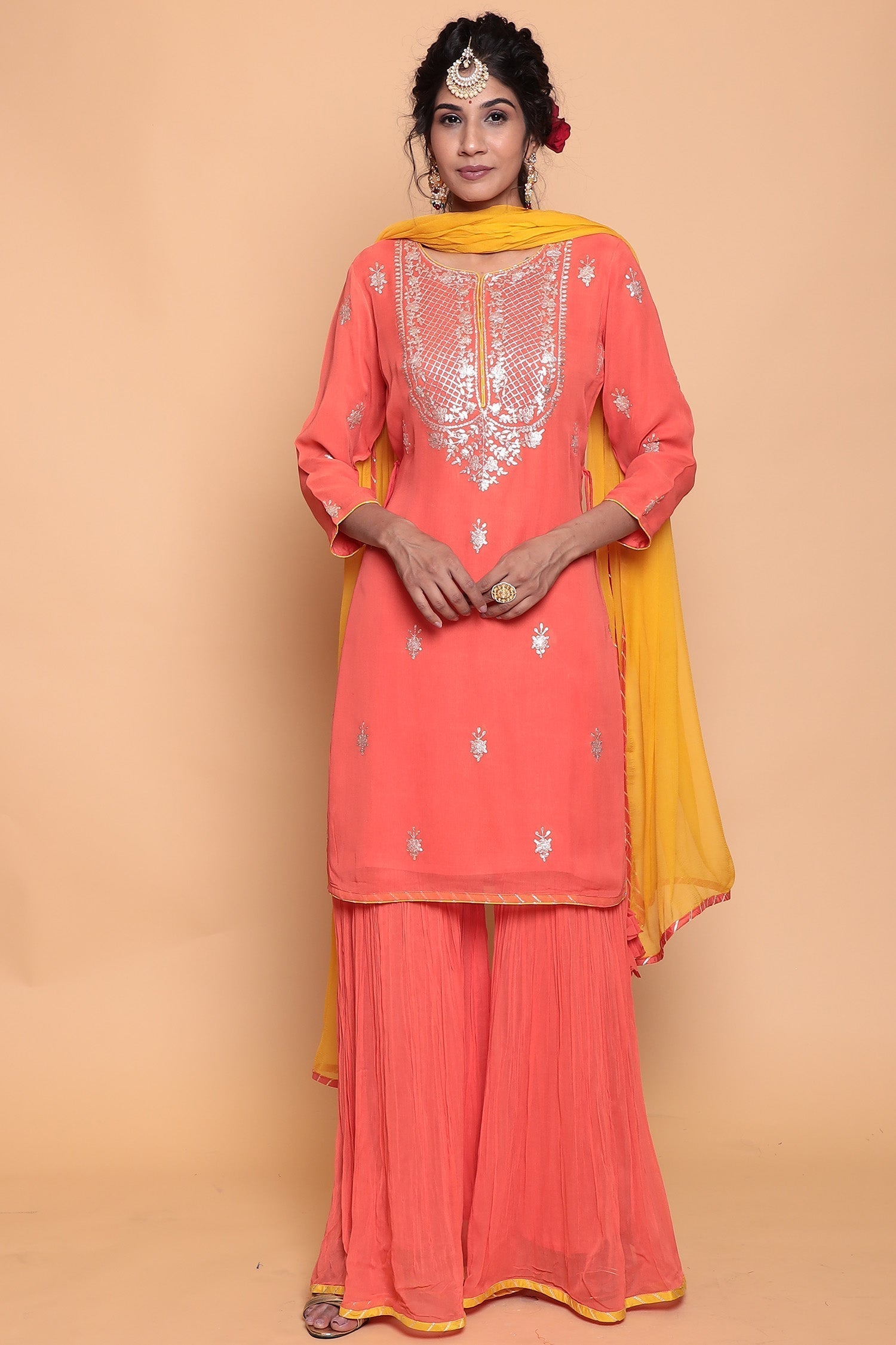 Georgette Suit with Pittan work.