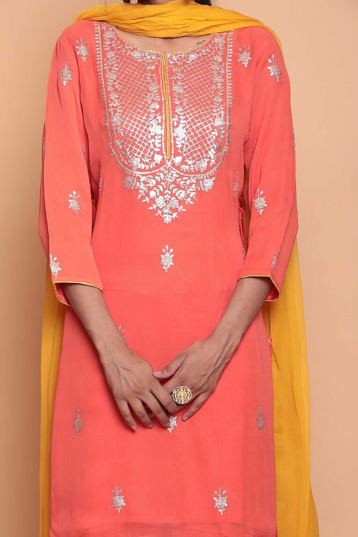 Georgette Suit with Pittan work.