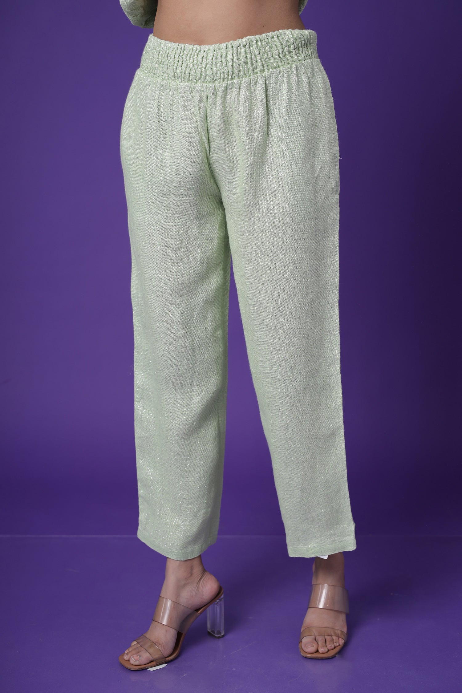 Shimmer Linen Kurta Set with Embroidered work