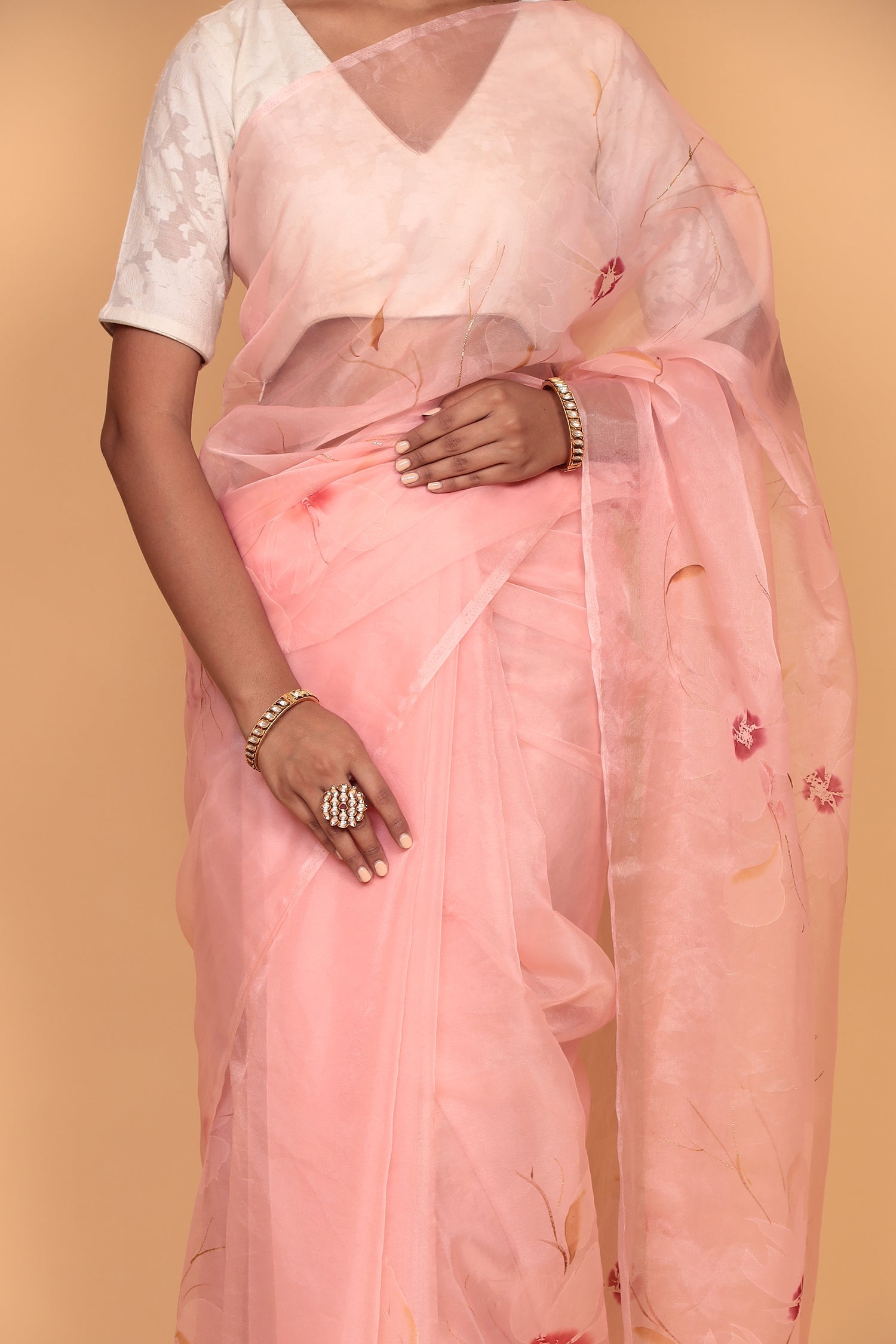 Hand painted Organza Saree