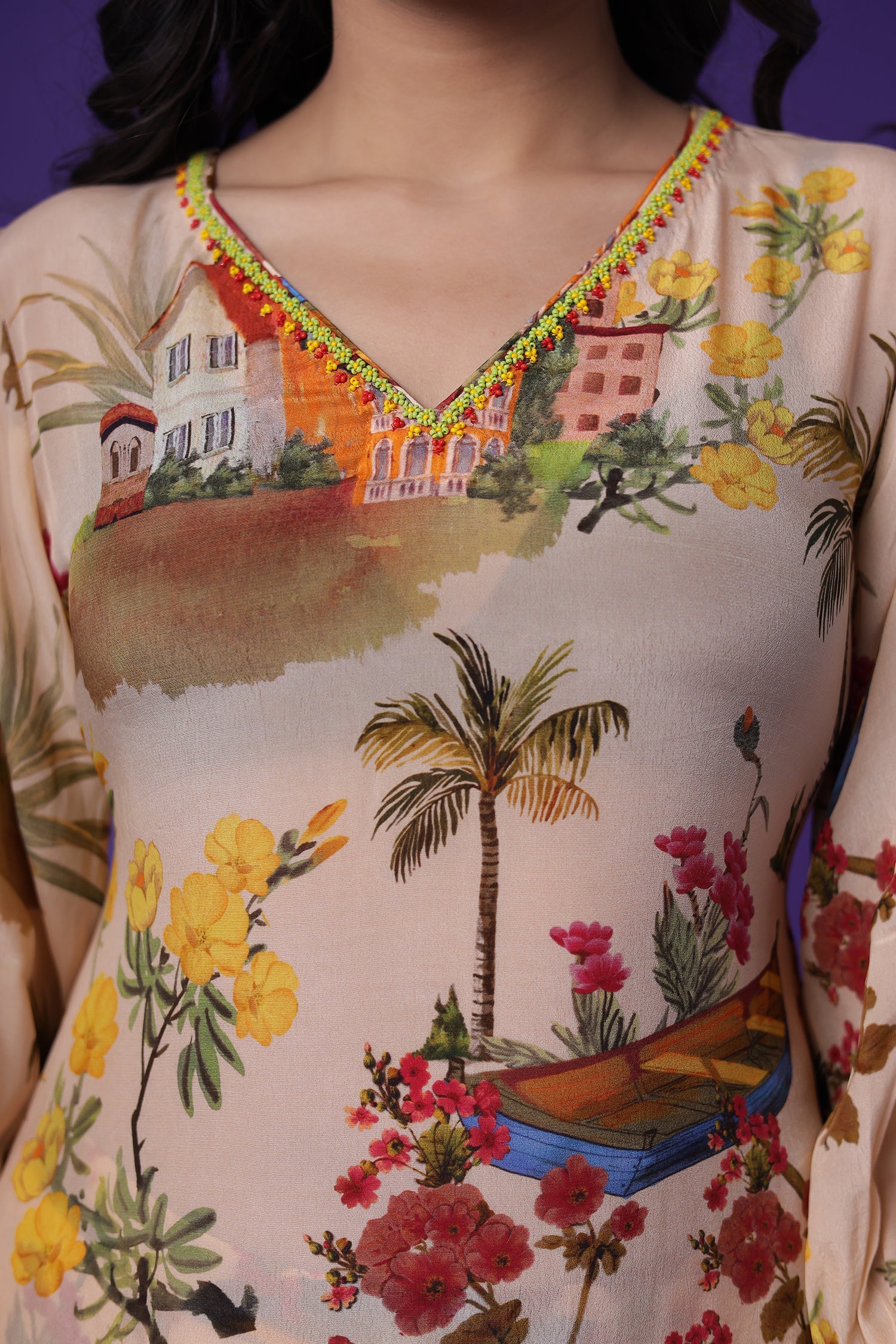 Printed Georgette Kurta Set with Stone work