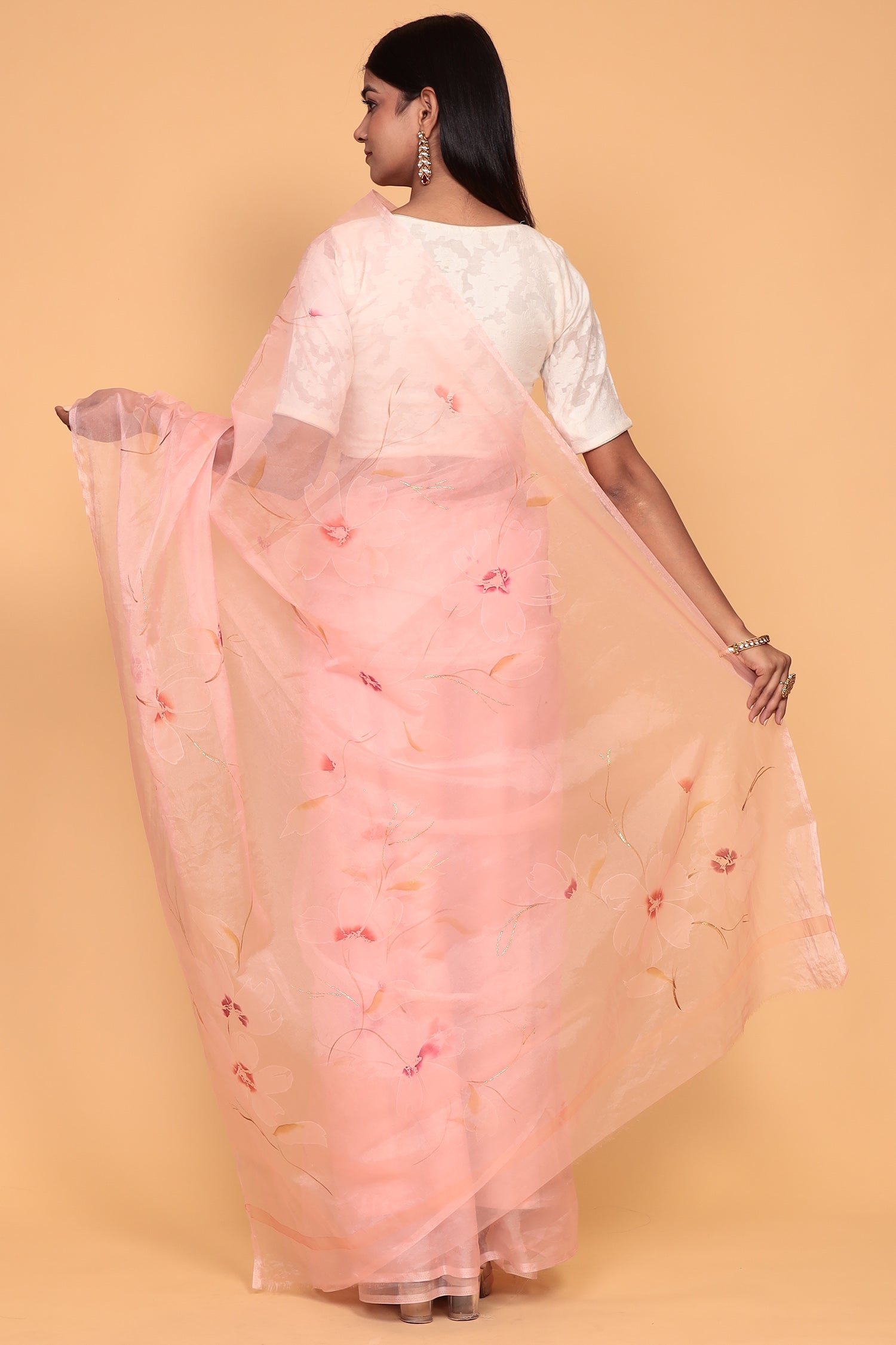 Hand painted Organza Saree