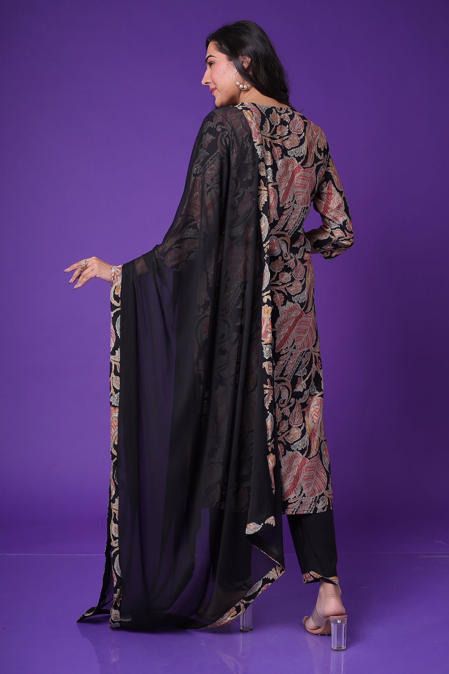 Printed Muslin Kurta with Cutdana work.