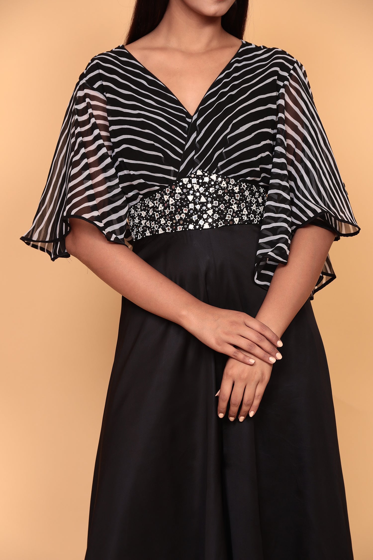 Leheriya Satin Jump Suit with Mirror work.