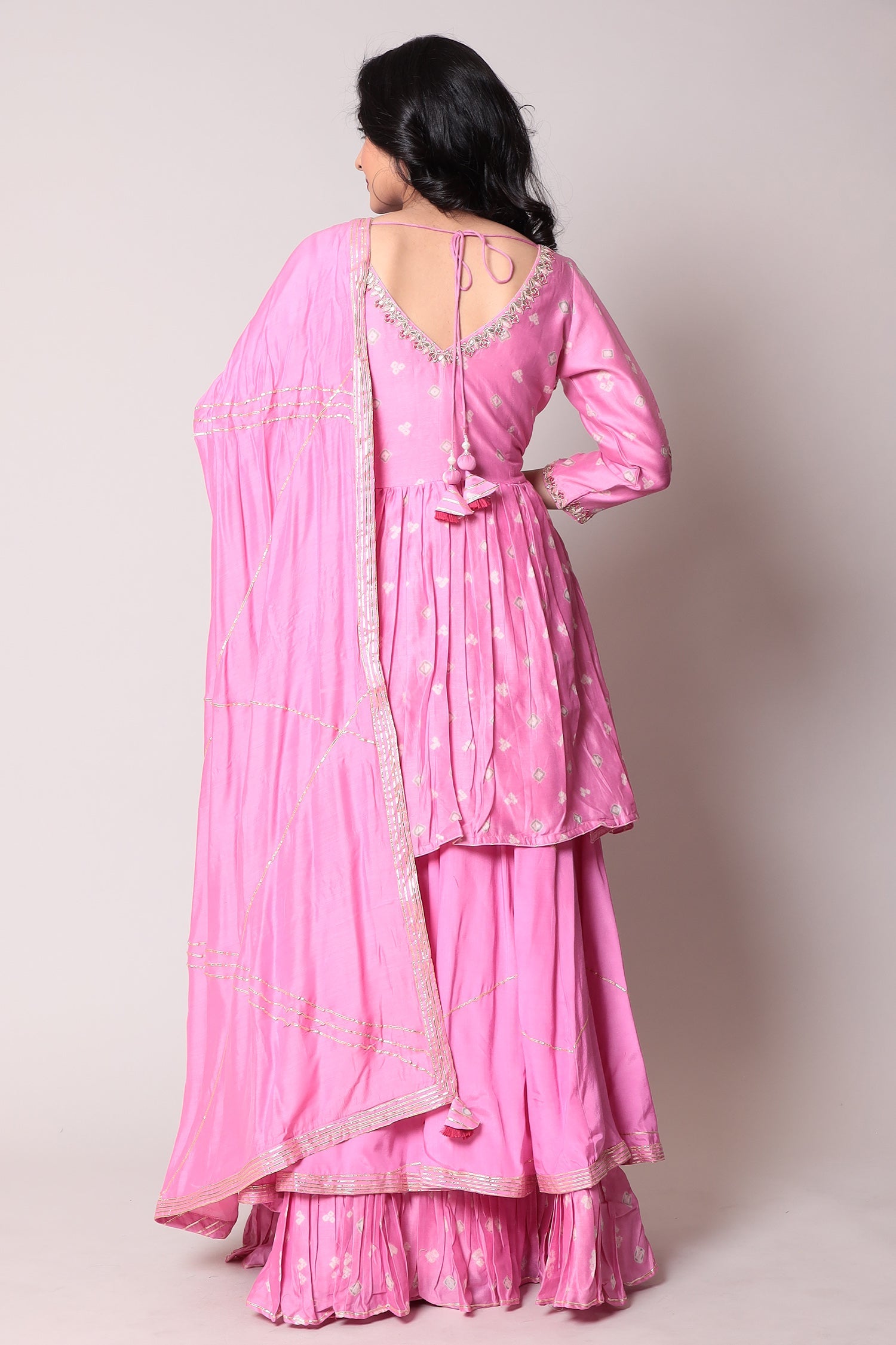 Peplum Cotton Silk Suit with Gota Patti and Thread work.