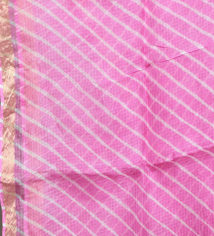 Kota Doria Silk Leheriya Saree with Zari work.