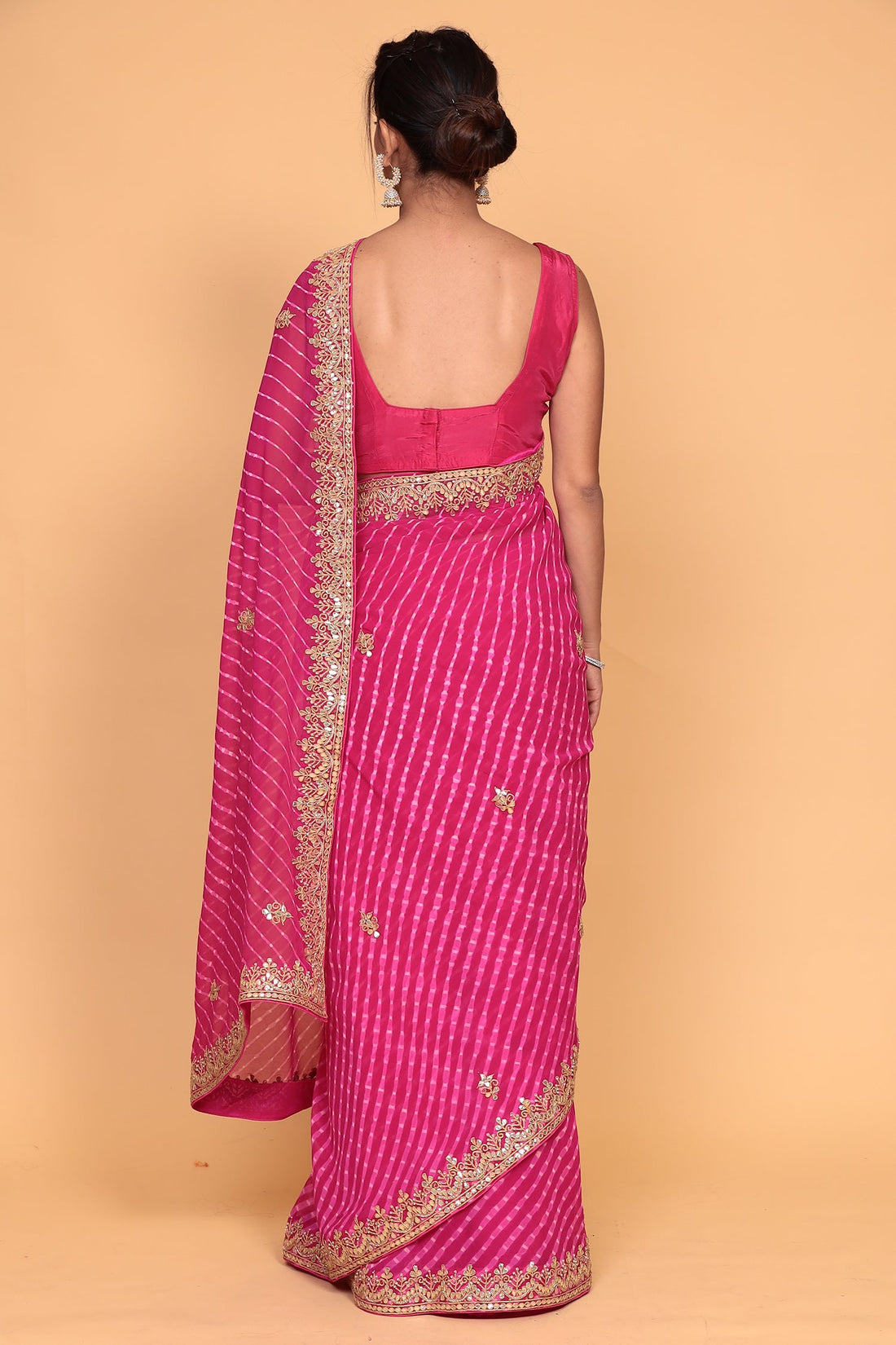 Chiffon Saree with Gota Patti, Mothra work.