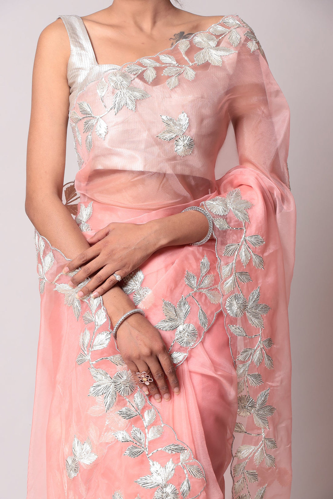 Organza Saree with Gota work.