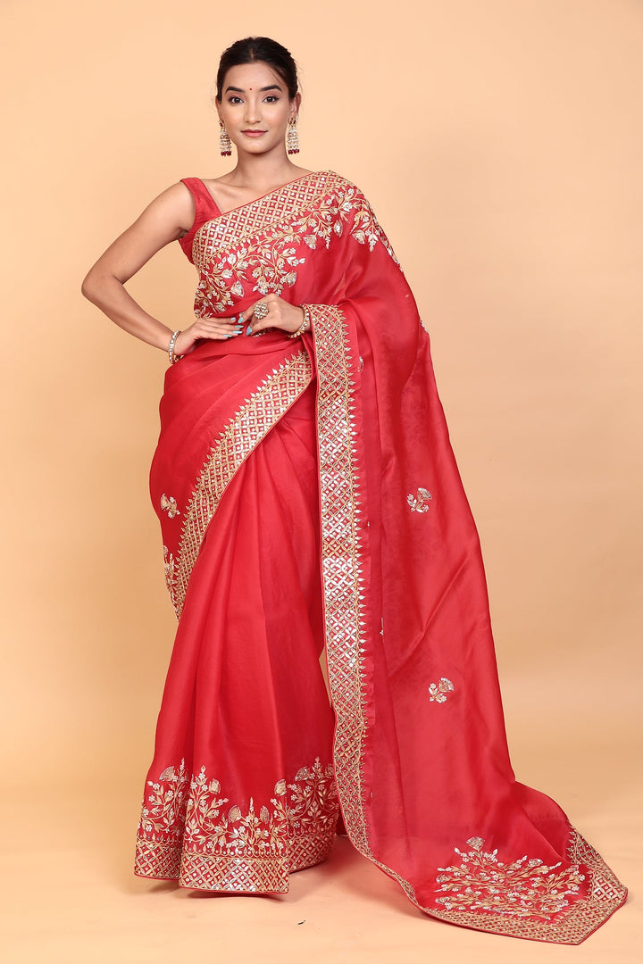 Organza Saree with Gota Patti, Sequins work.