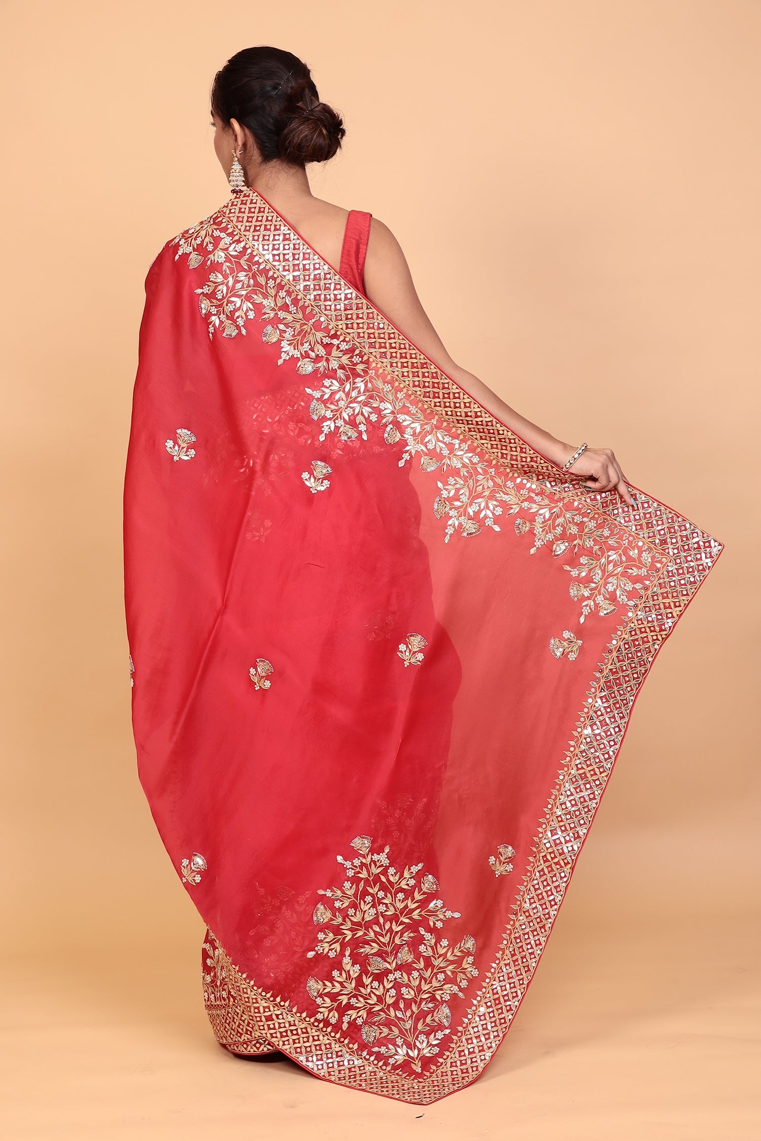 Organza Saree with Gota Patti, Sequins work.
