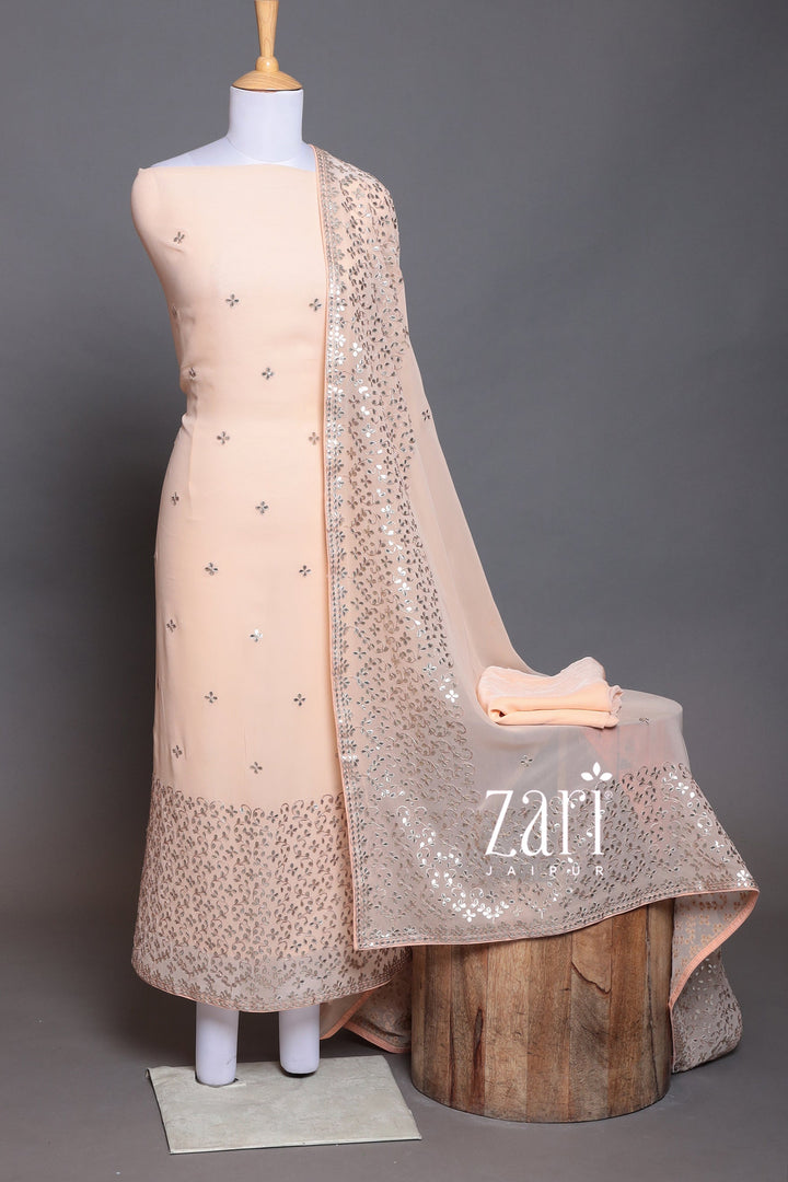 Georgette Unstitched Suit with Dori, Gota Patti work.