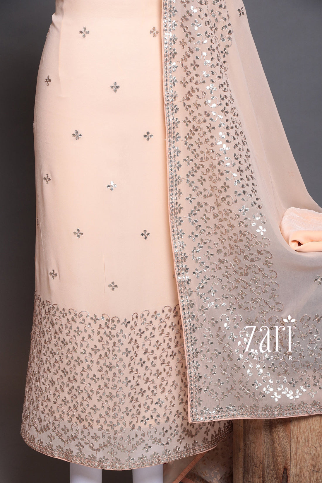 Georgette Unstitched Suit with Dori, Gota Patti work.