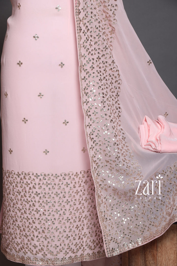 Georgette Unstitched Suit with Dori, Gota Patti work.