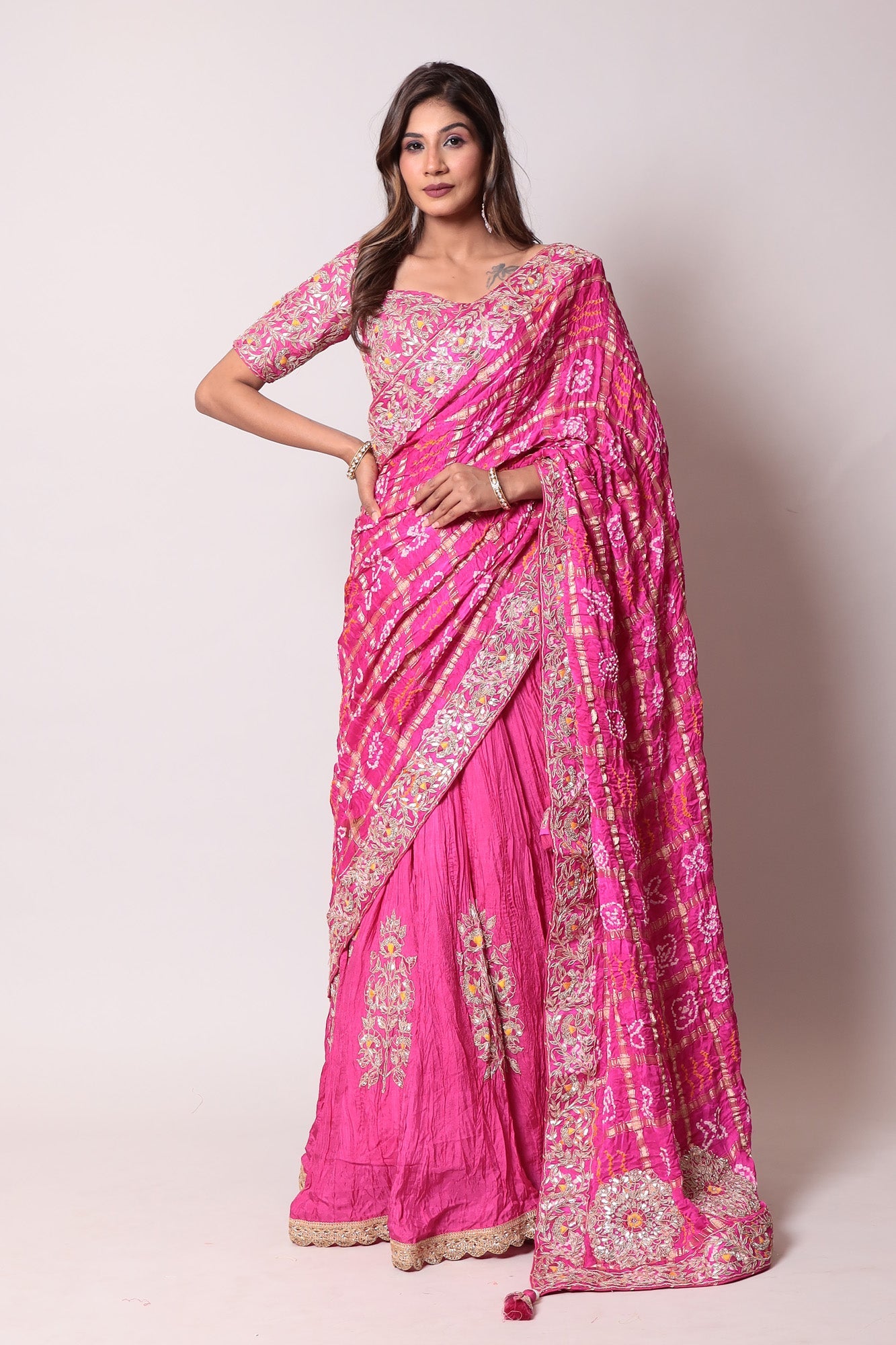 Ghatchola Silk Lehenga With Gota Patti and Thread work.