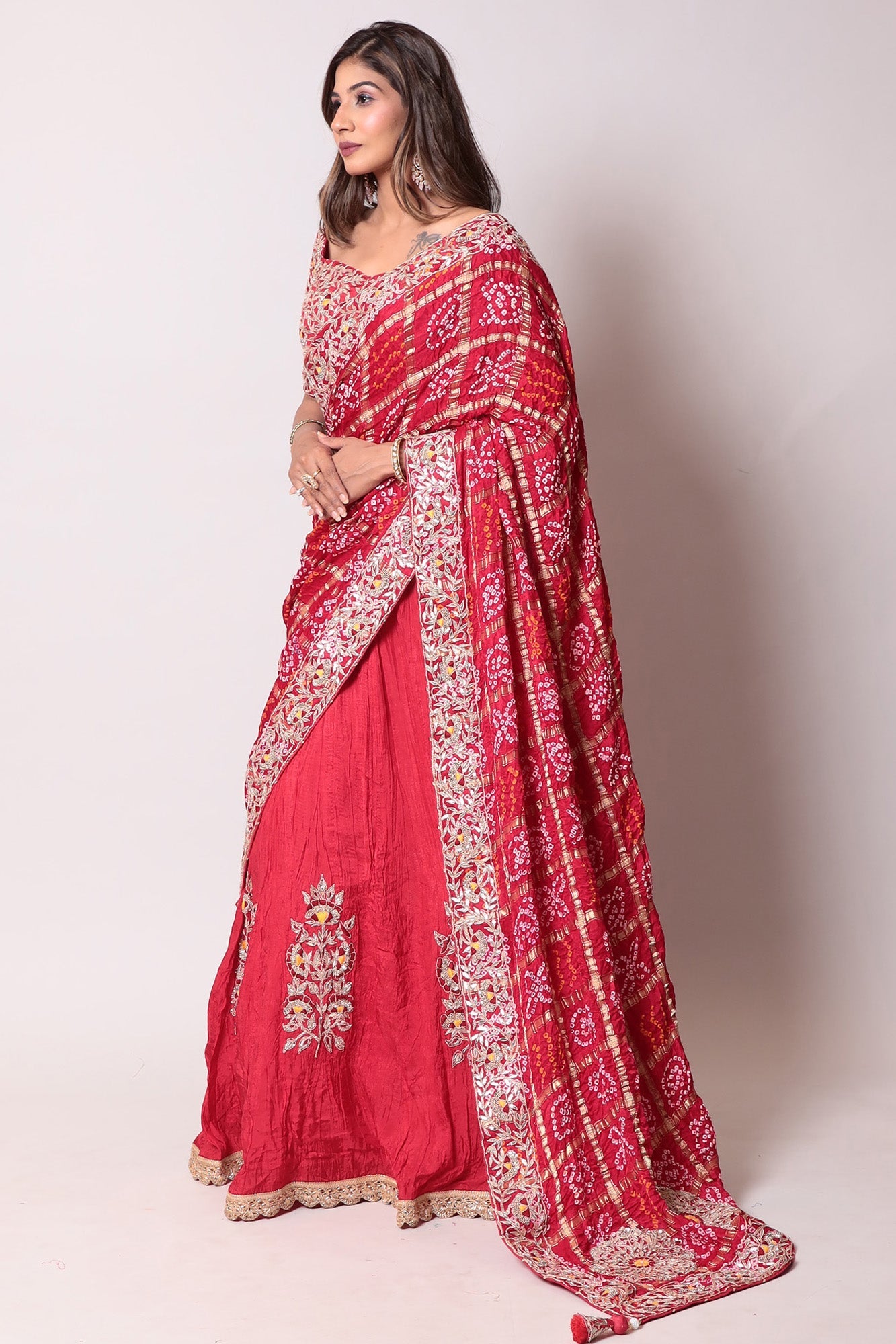 Ghatchola Silk Lehenga With Gota Patti and Thread work.