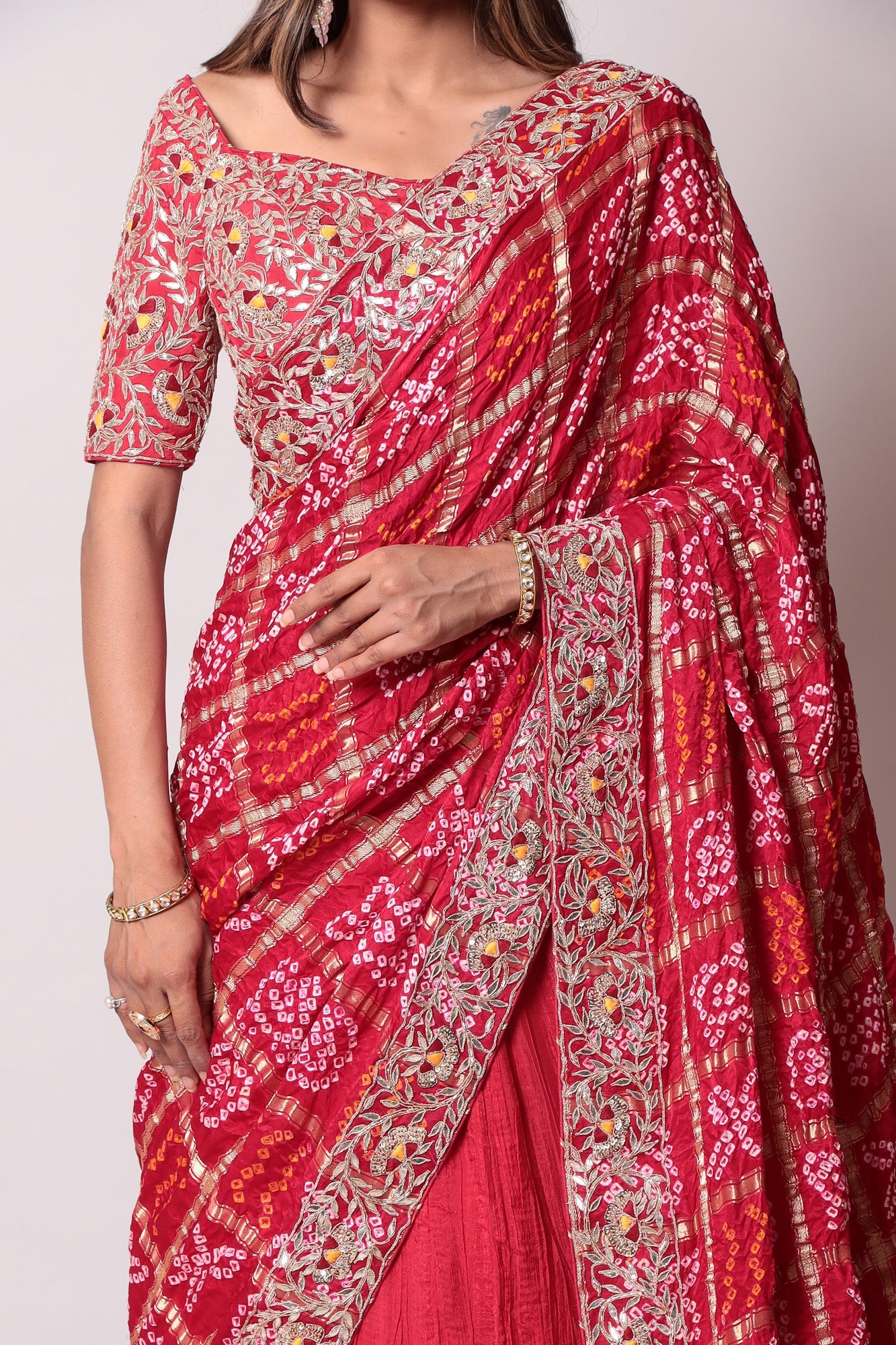 Ghatchola Silk Lehenga With Gota Patti and Thread work.