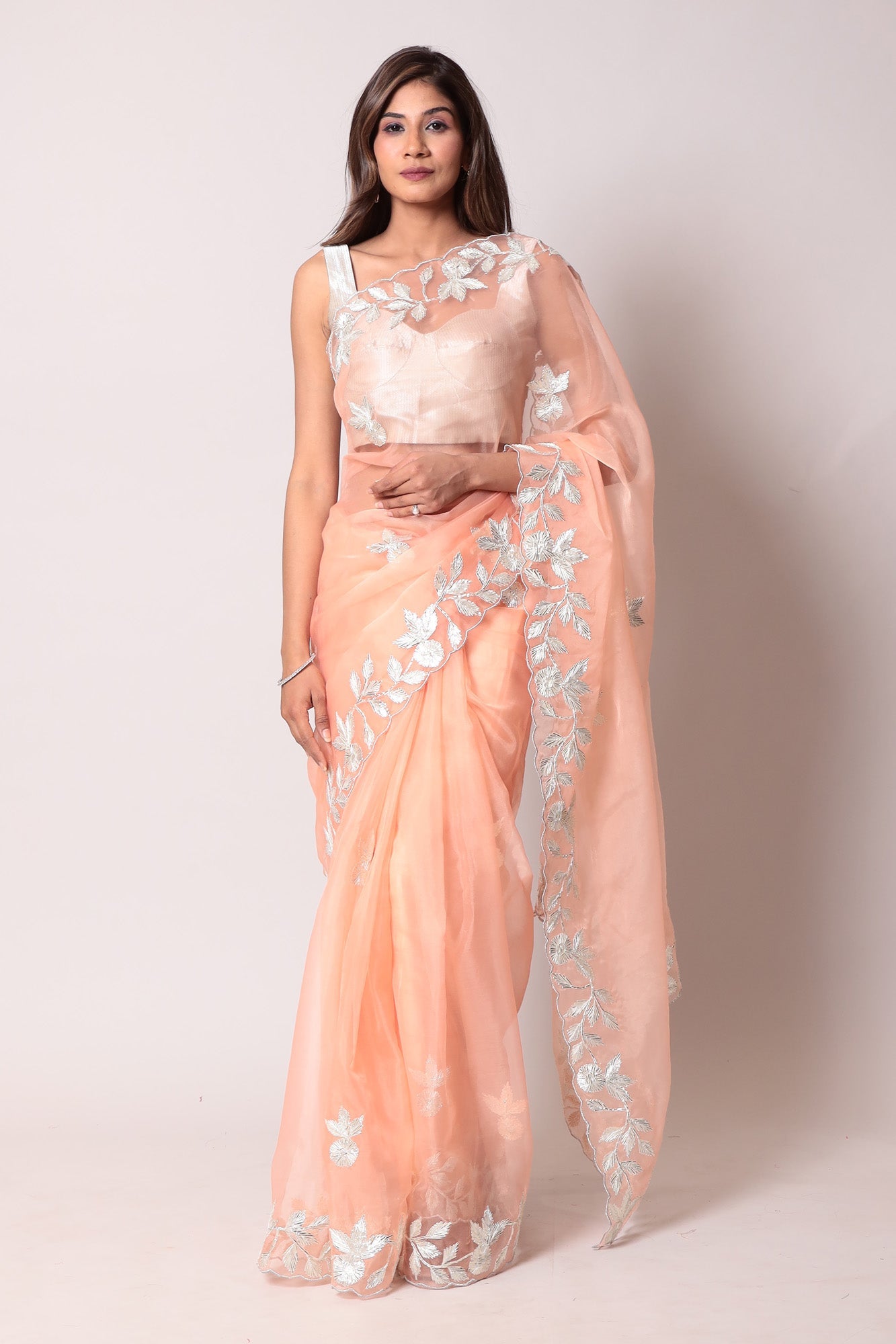 Organza Saree with Gota work.
