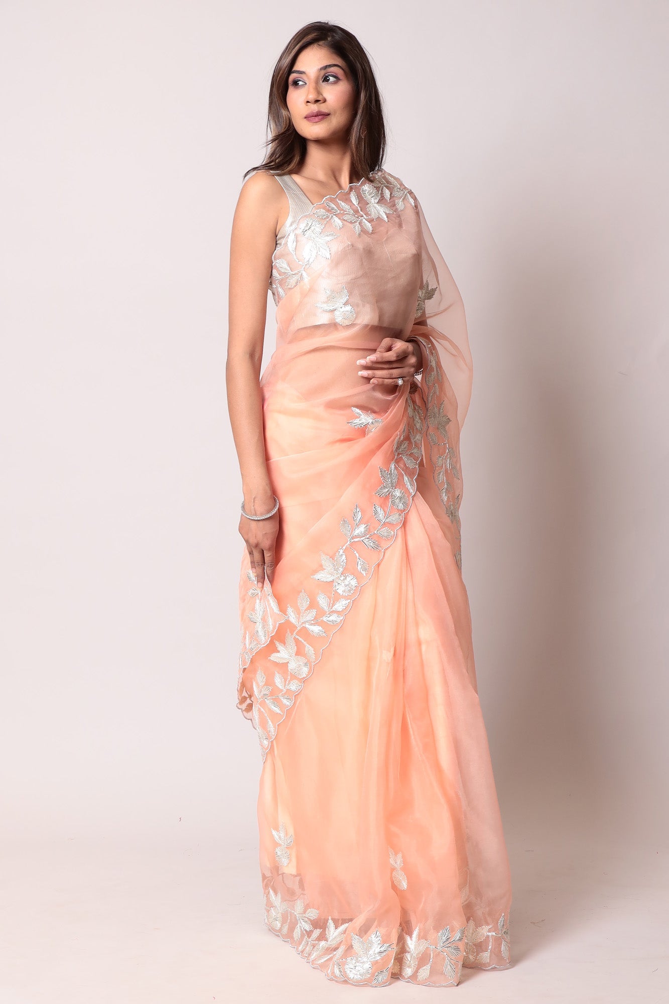 Organza Saree with Gota work.